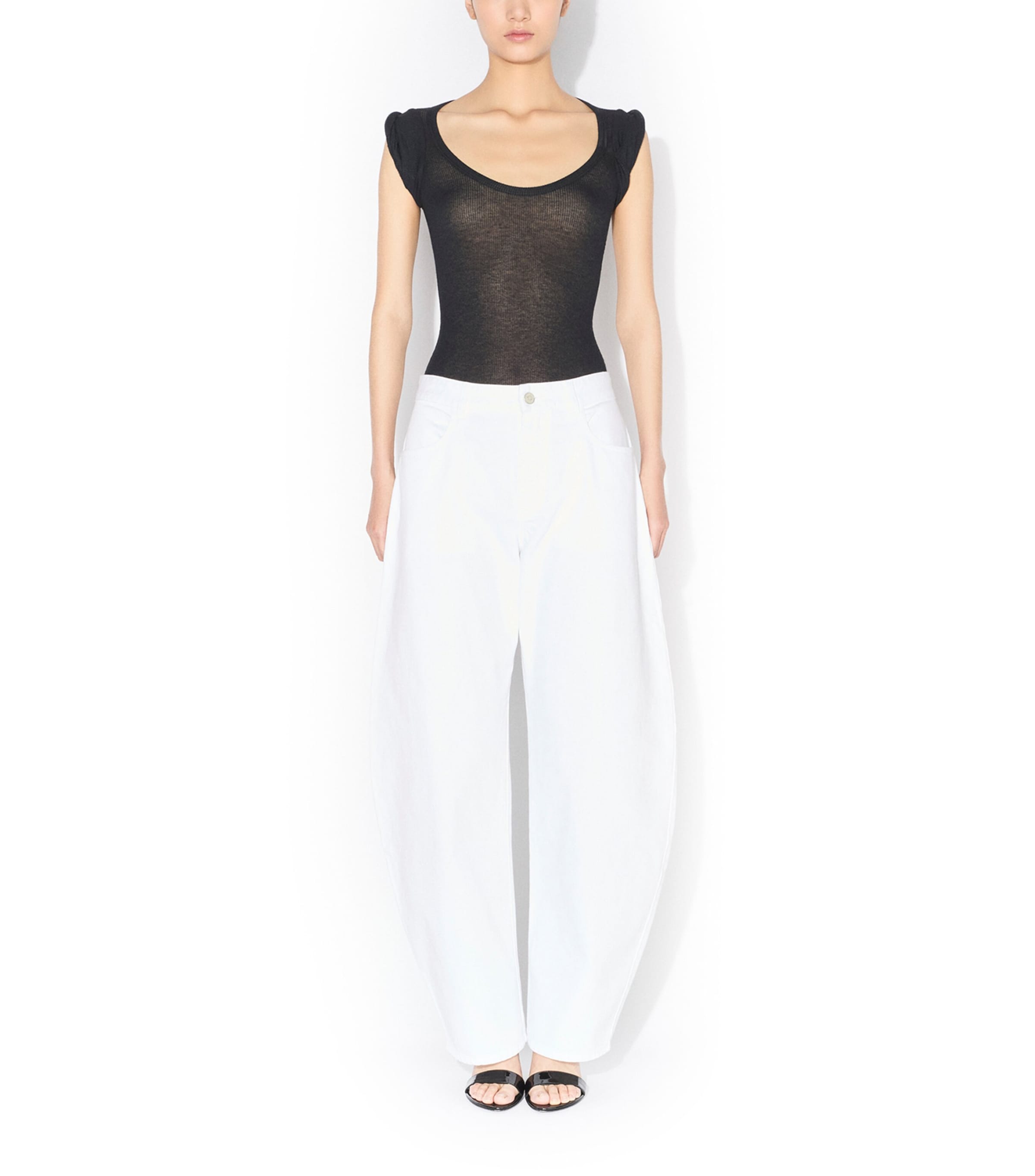 Alaïa Womens Ribbed Bodysuit Noir Image 2