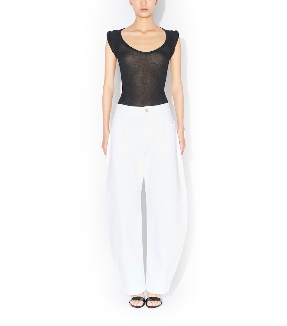 Alaïa Womens Ribbed Bodysuit Noir Image 2