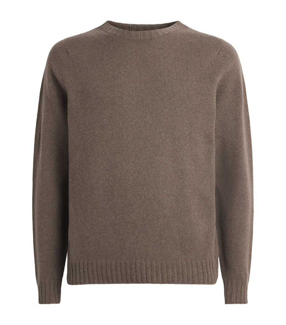 John Smedley Mens Recycled Cashmere-Wool Norfolk Sweater Toast Image 1