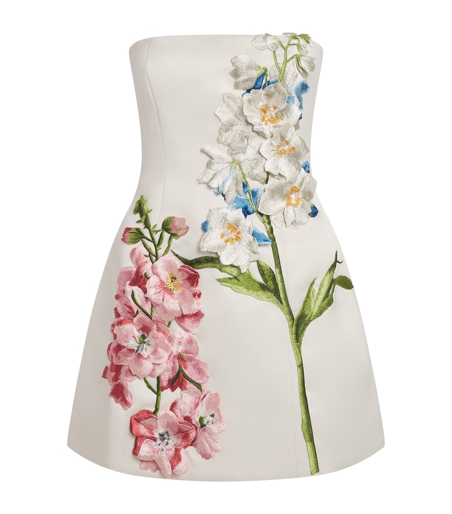 LEO LIN Womens Floral Embroidered Roselle Mini Dress Snapdrgn Prnt In Snw Image 1