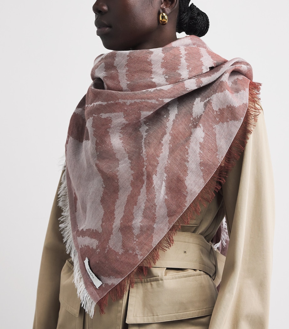 Joseph Linen-Blend Jacquard Aster Scarf Musk Combo Image 3