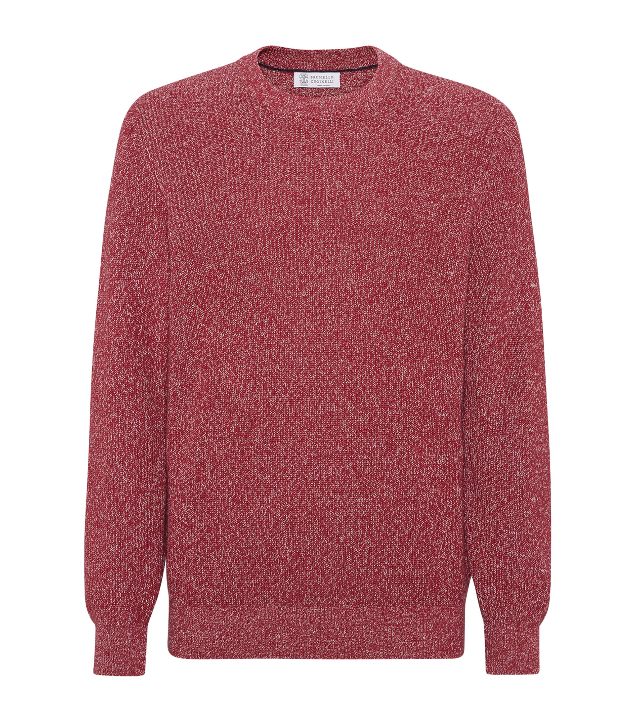 Brunello Cucinelli Ribbed Cotton And Linen-blend Sweater In Red