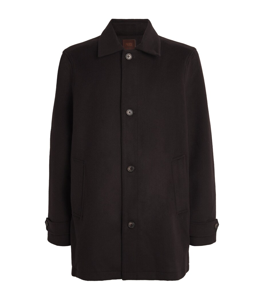 PAIGE Mens Wool-Blend Pennington Overcoat Warm Cocoa Image 1