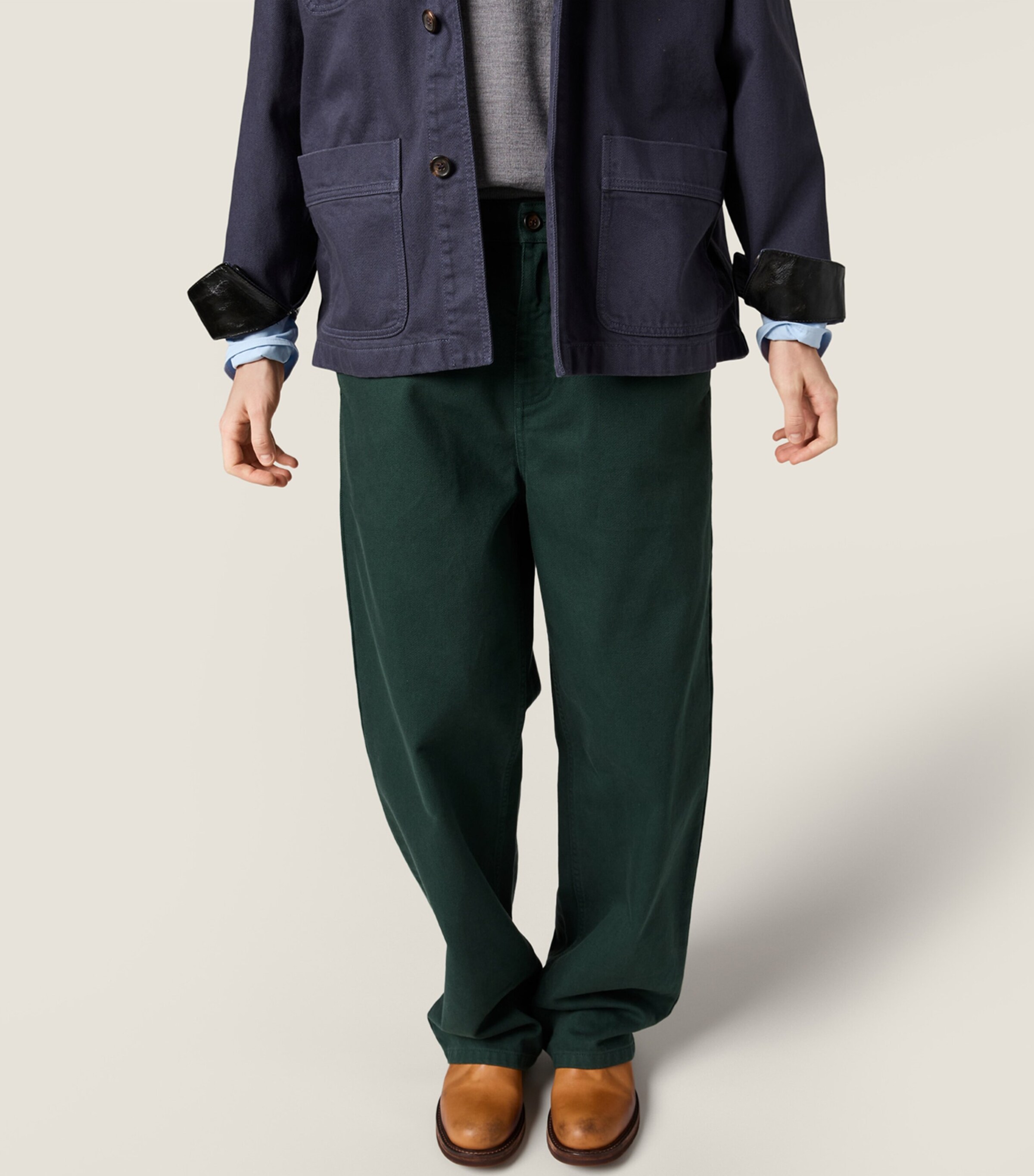 Miu Miu Womens Cotton Gabardine Trousers Green Image 5