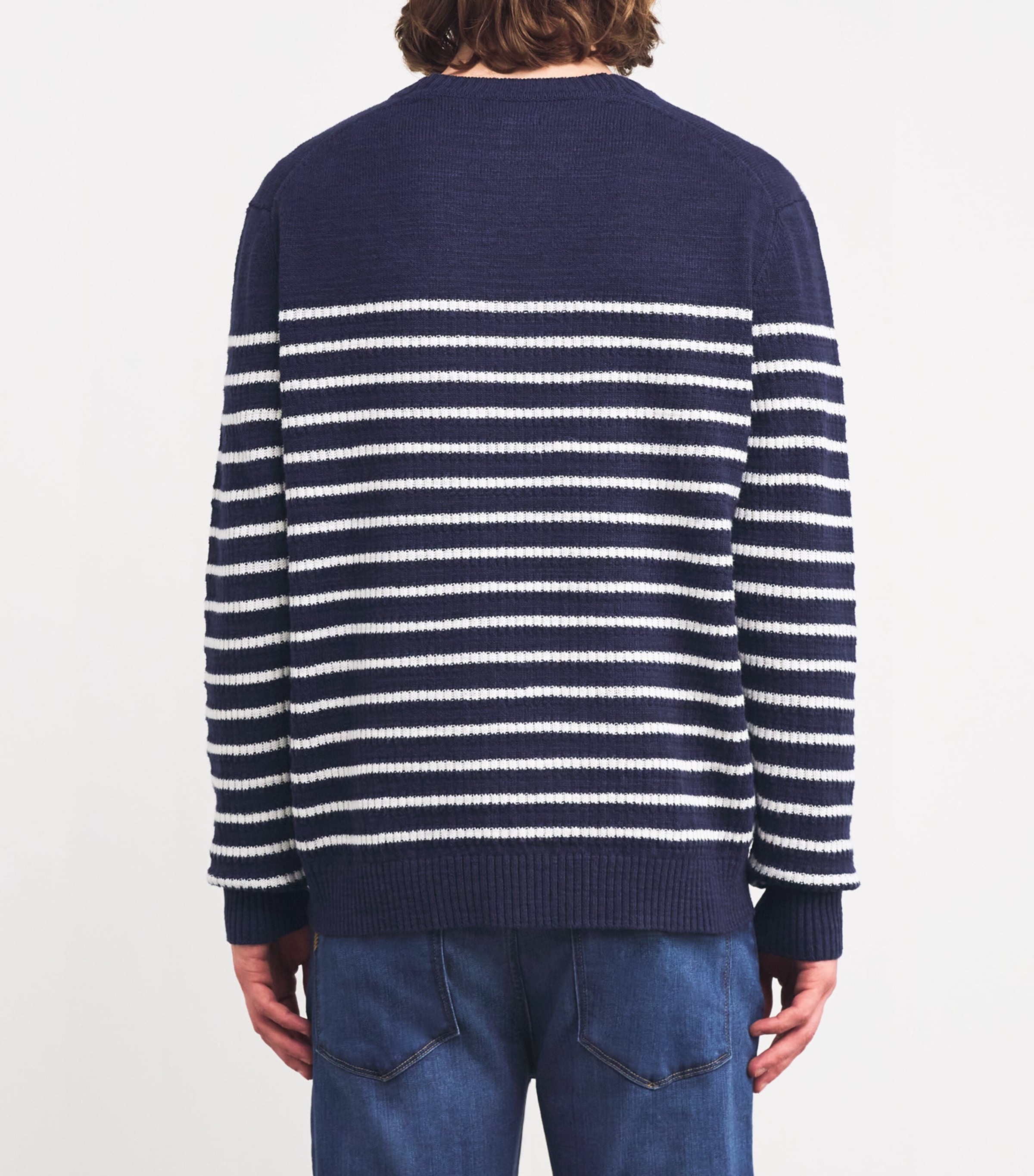 PAIGE Mens Linen-Cotton Striped Beaux Sweater Gravity Stripe Image 4