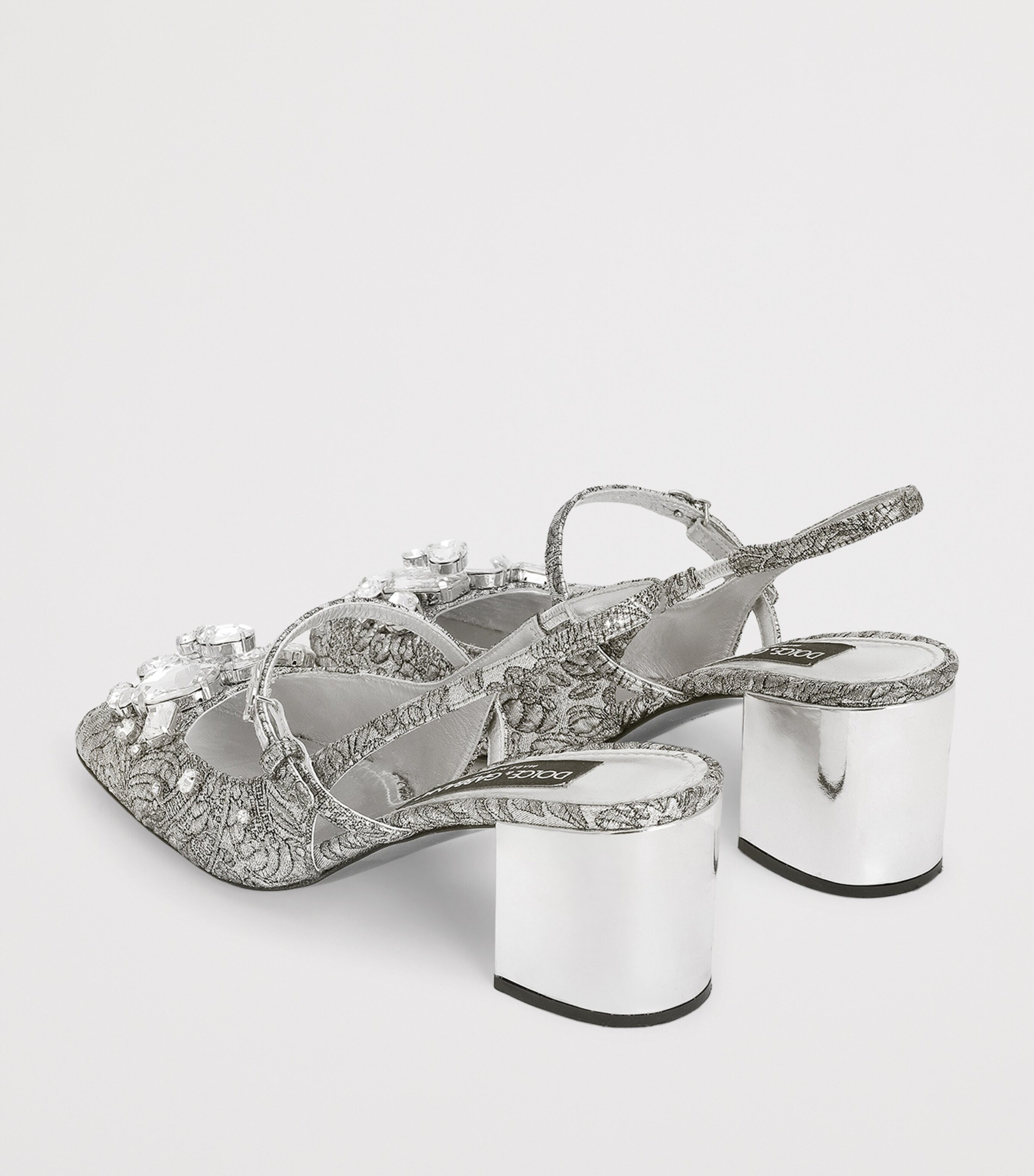 Embellished Floral Slingback Heels 60 8D708-SILV Image 3