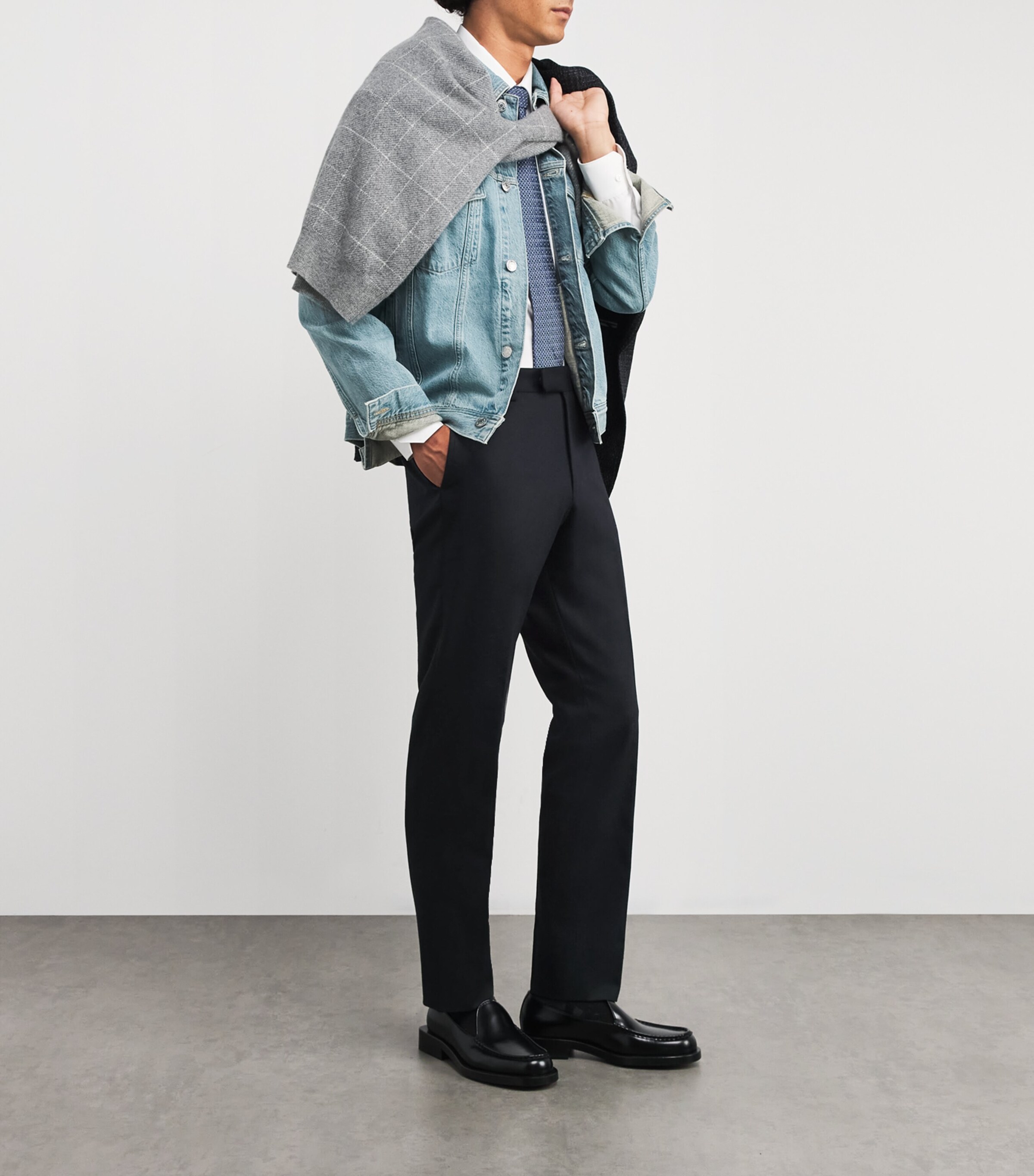 Corneliani Mens Wool-Cashmere Suit Trousers Navy Blue Image 2