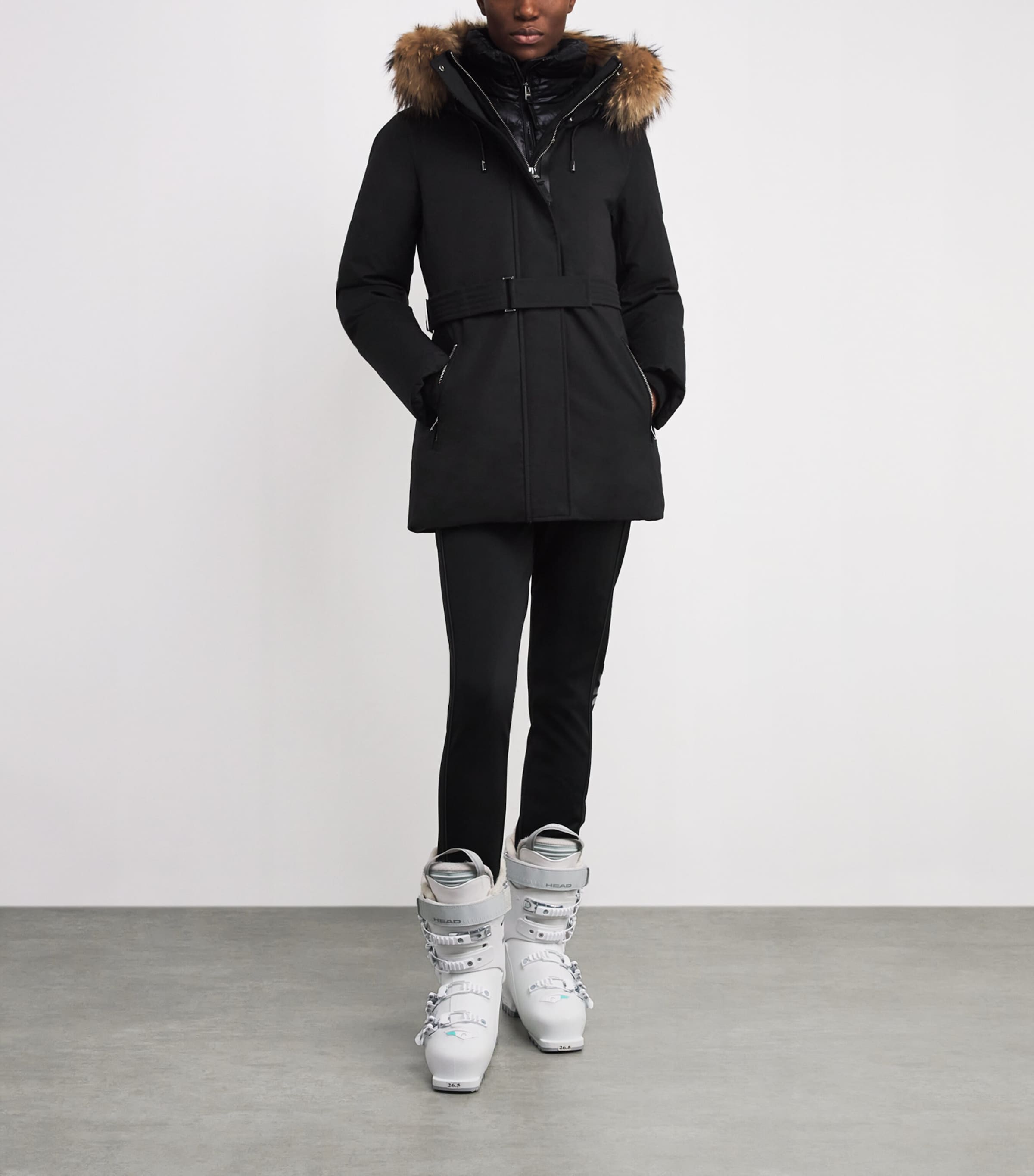 Down Racoon Fur-Trim Jeni-FZ Coat C0001BLACK Image 2