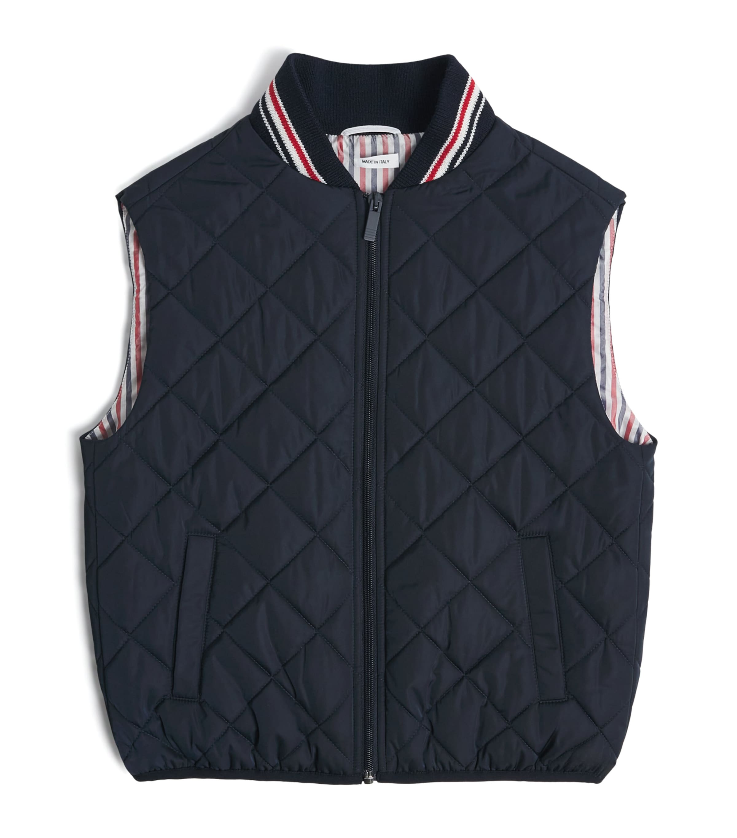 Thom Browne Quilted Gilet In Navy