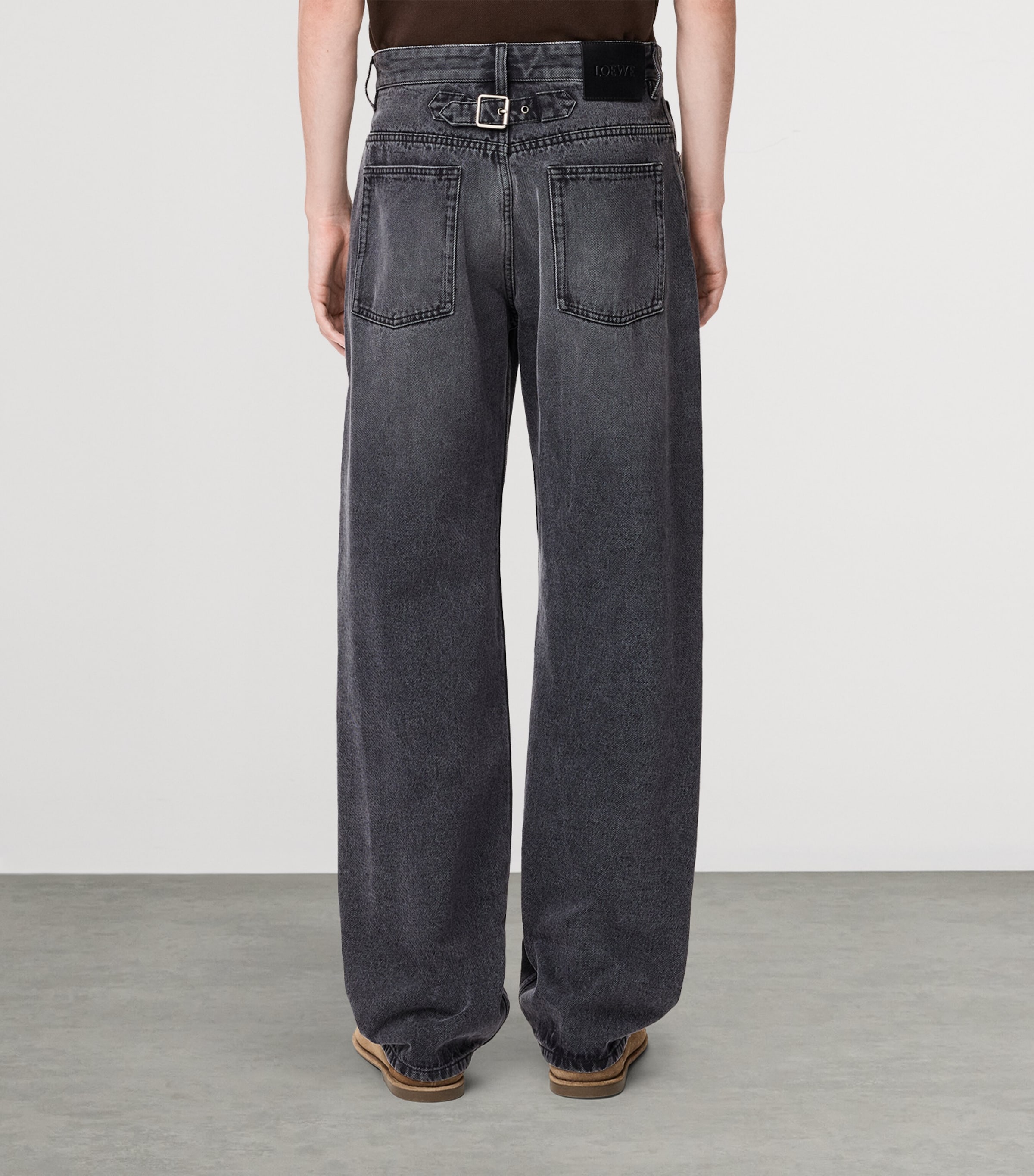 Buckle-Strap Straight Jeans BLACK Image 4