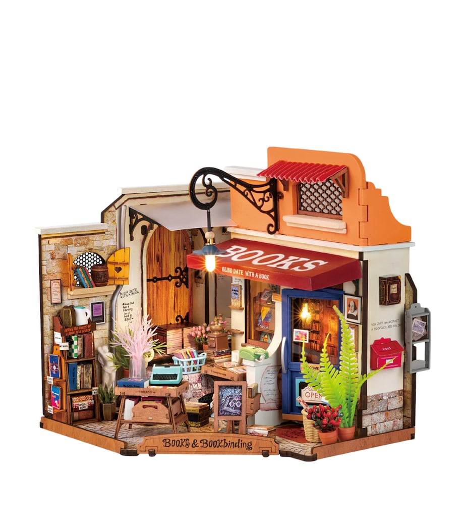 Robotime Rolife Corner Bookstore DIY Miniature House Kit Image 1