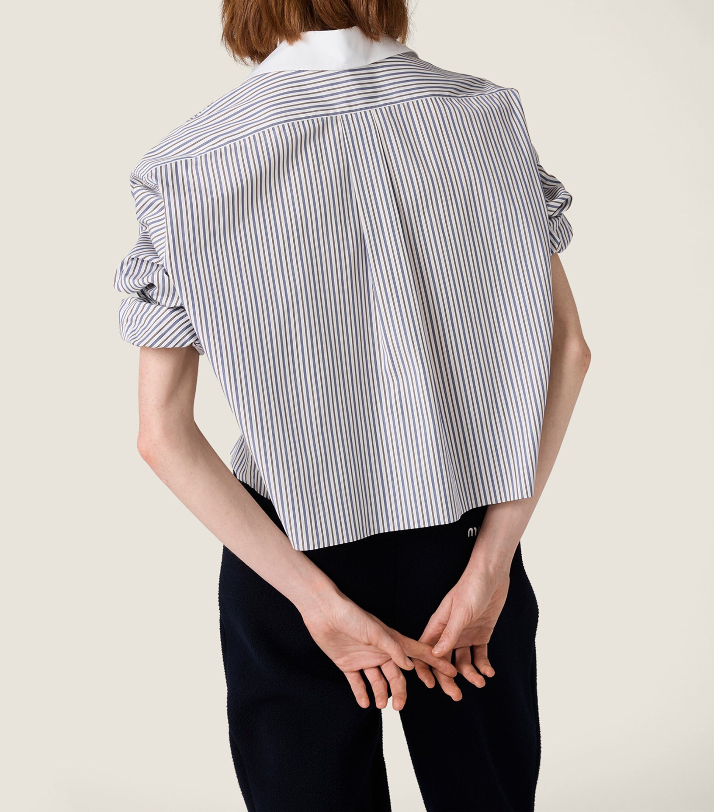 Miu Miu Womens Cotton Stripe Logo Shirt Image 4