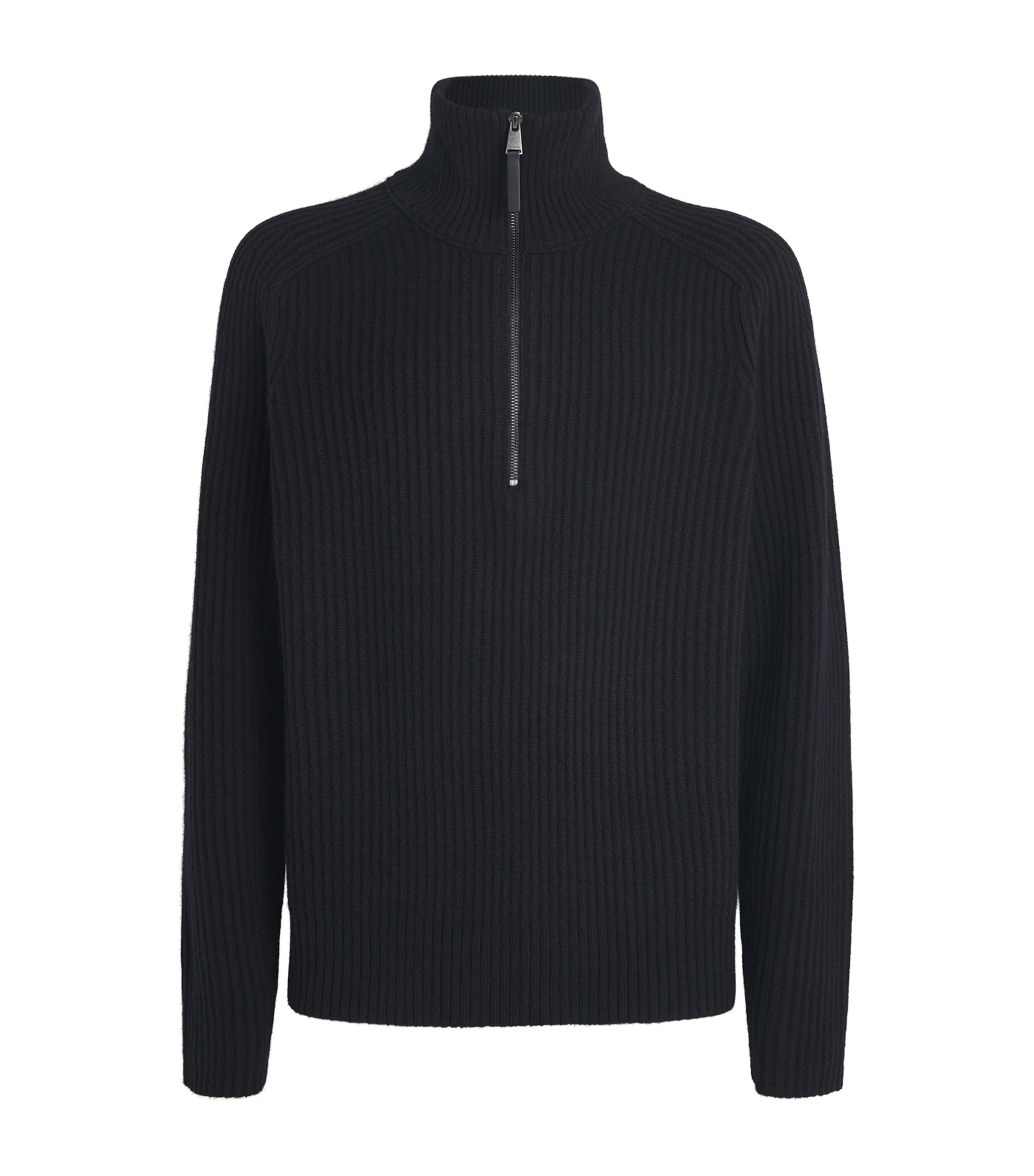 Cashmere-Blend Half-Zip Henry Sweater BLACK Image 1