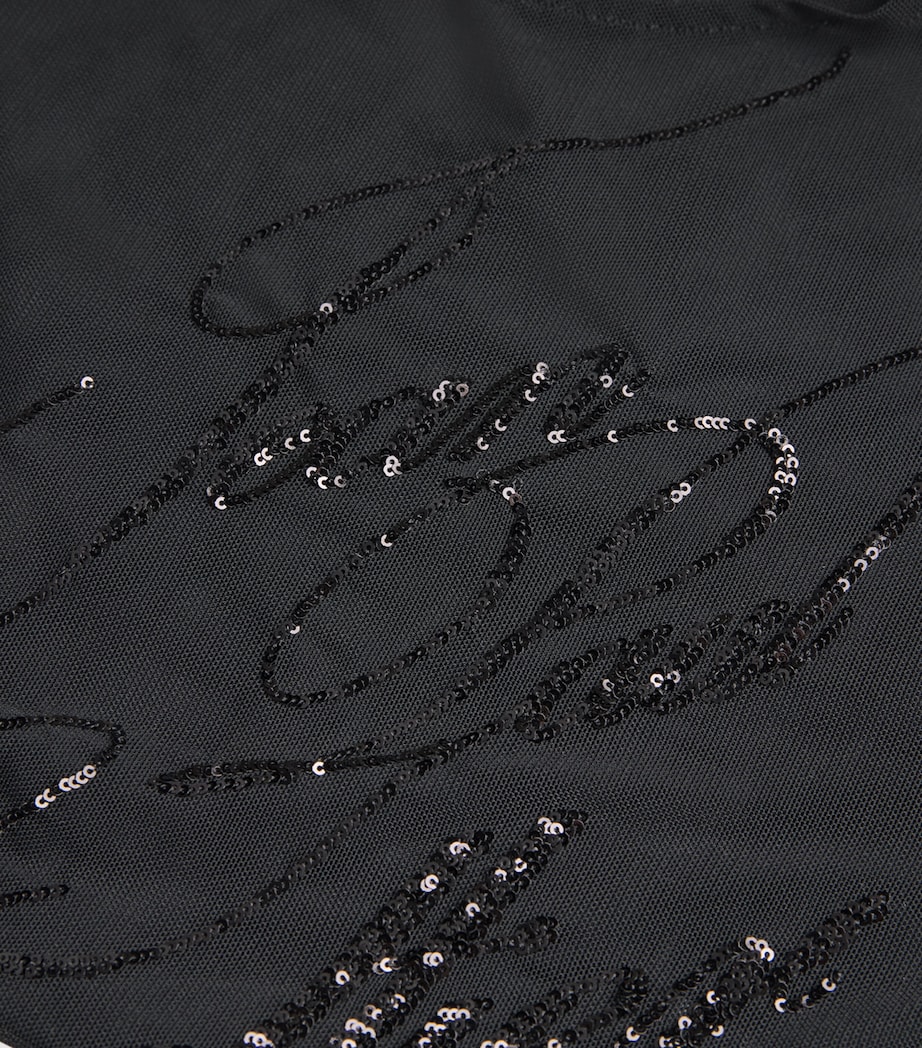 Mesh Sequin-Branded T-Shirt 00-BLACK Image 5