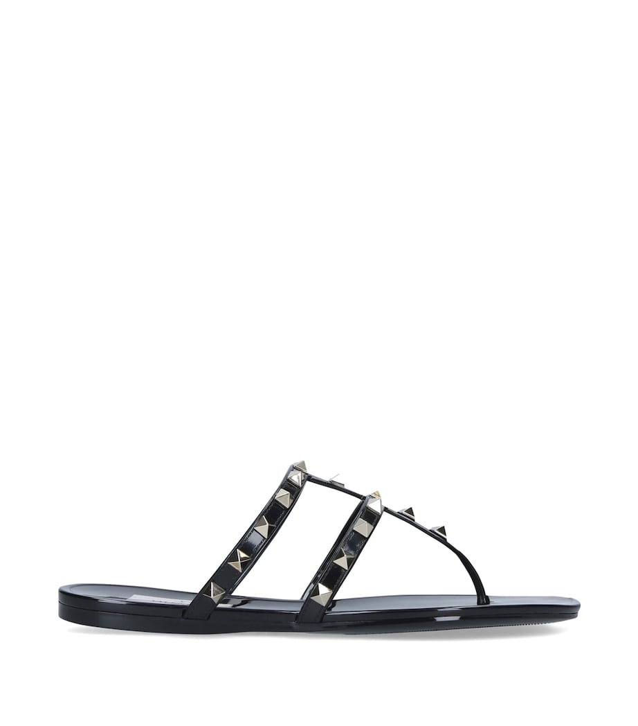 Valentino Garavani Rubber Rockstud Sandals Black Image 3