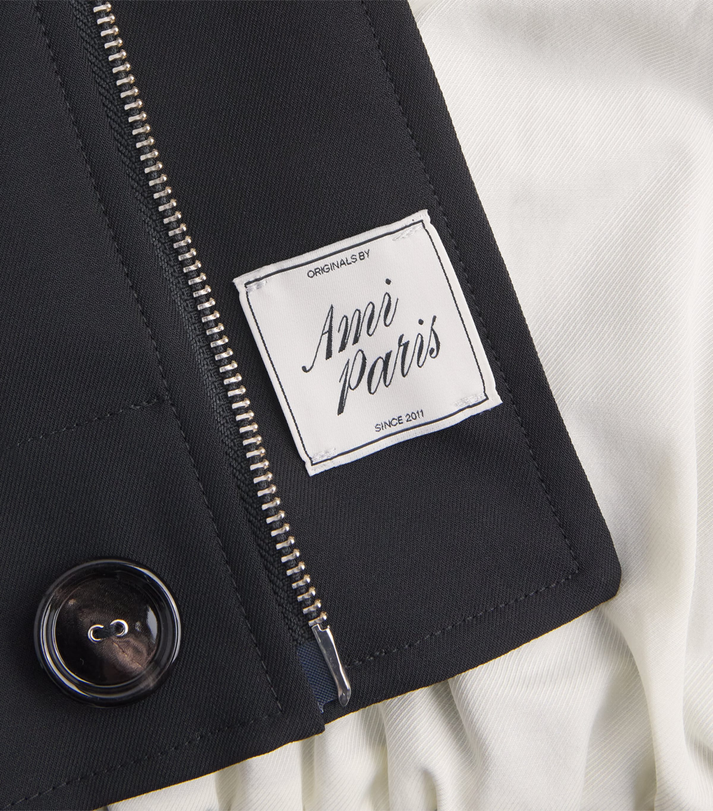 AMI Paris Mens Virgin Wool Harrington Jacket Noir Image 6