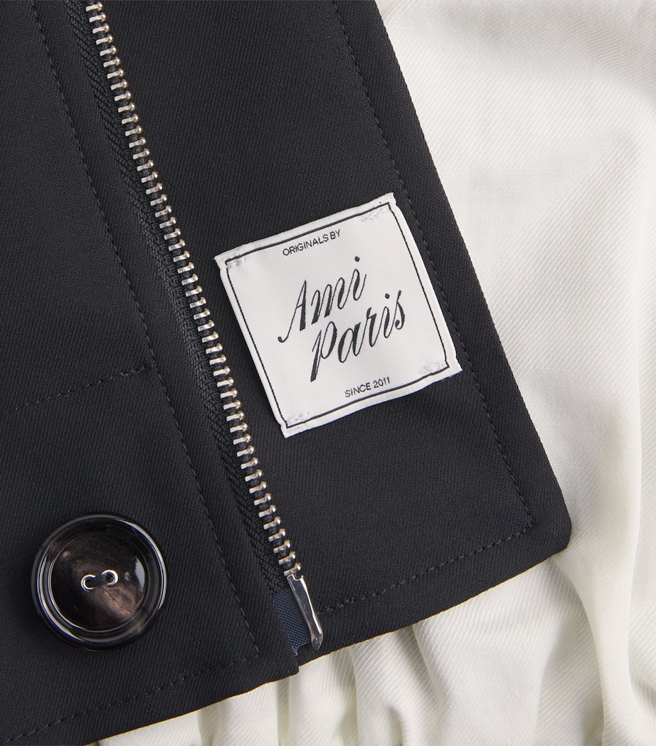 AMI Paris Mens Virgin Wool Harrington Jacket Noir Image 6