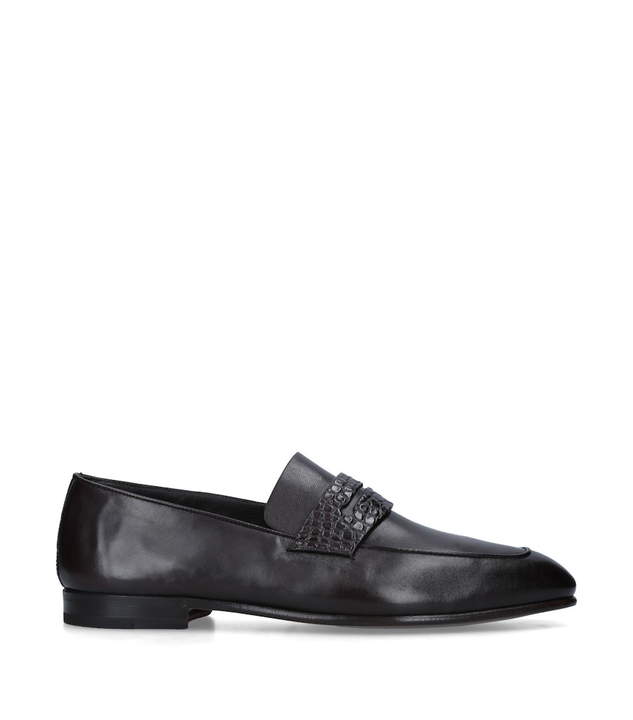 Alligator Trim Leather Asola Penny Loafers BROWN Image 1