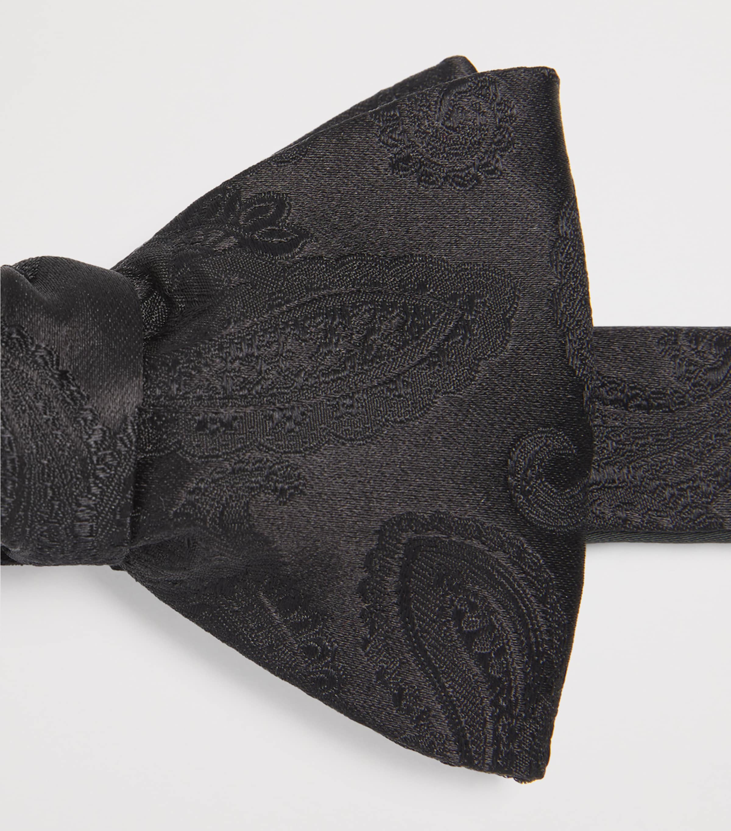 Eton Silk Paisley Bow Tie Black Image 3
