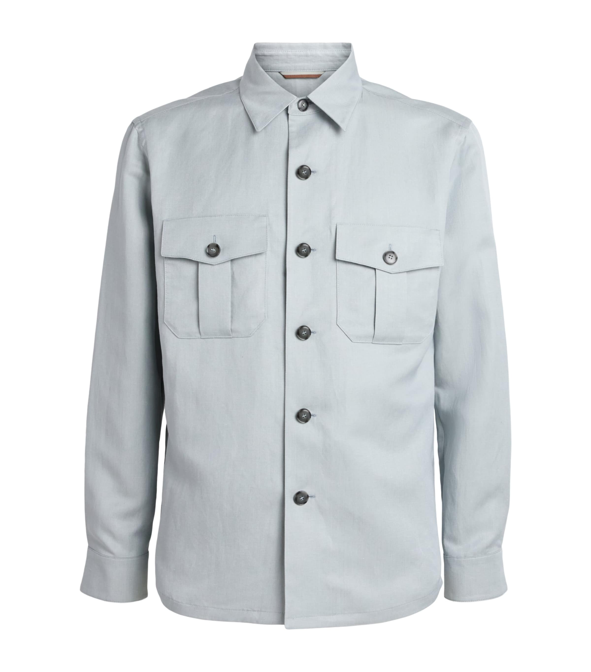 Canali Mens Linen-Silk Overshirt Image 1