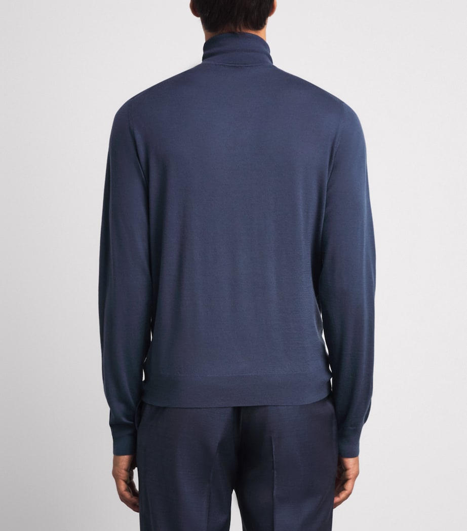 Corneliani Mens Merino Rollneck Sweater Drk Ceruole Blue Image 5