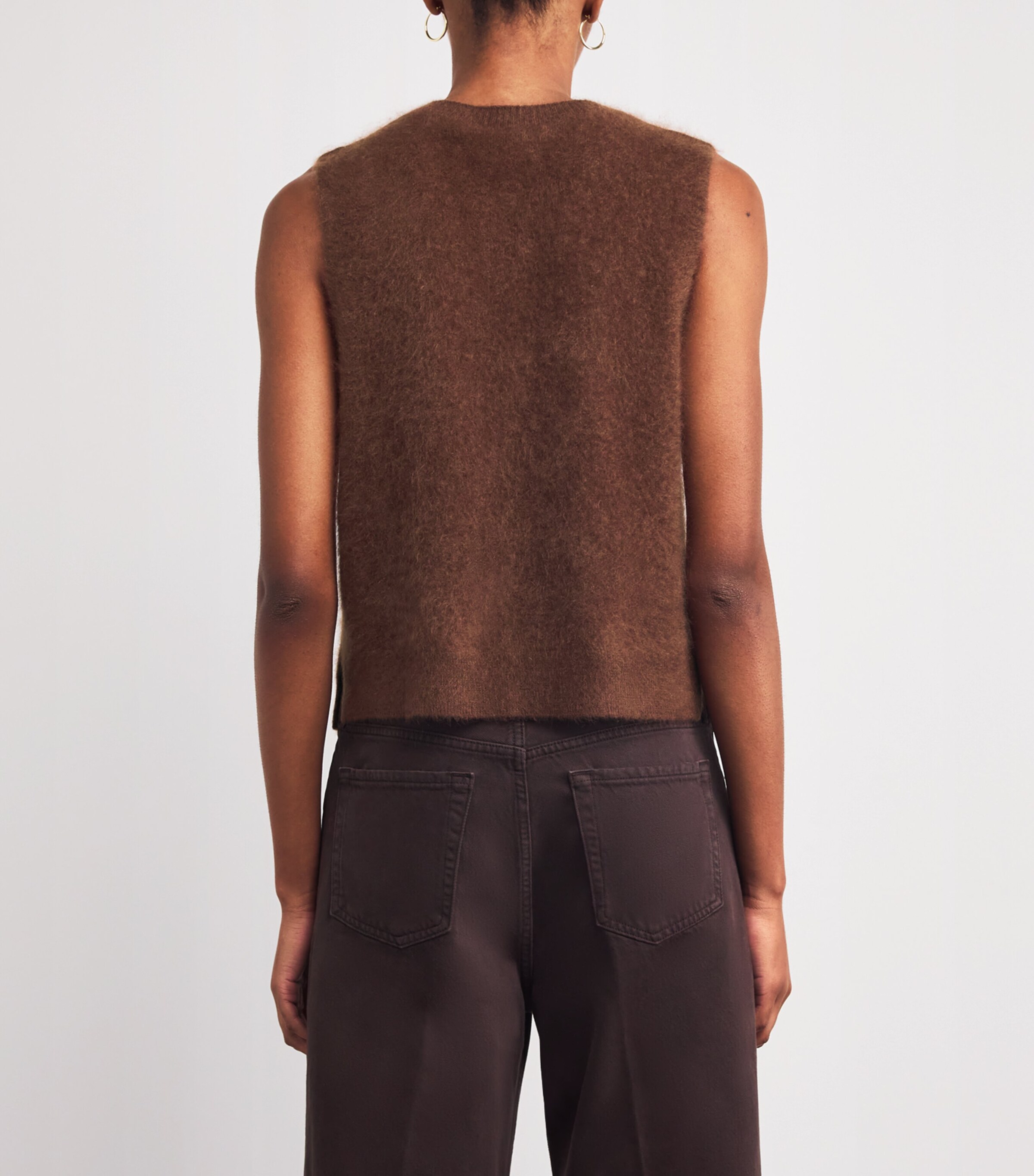 ME+EM Womens Cashmere Brushed Sweater Vest Chestnut Brown Image 4