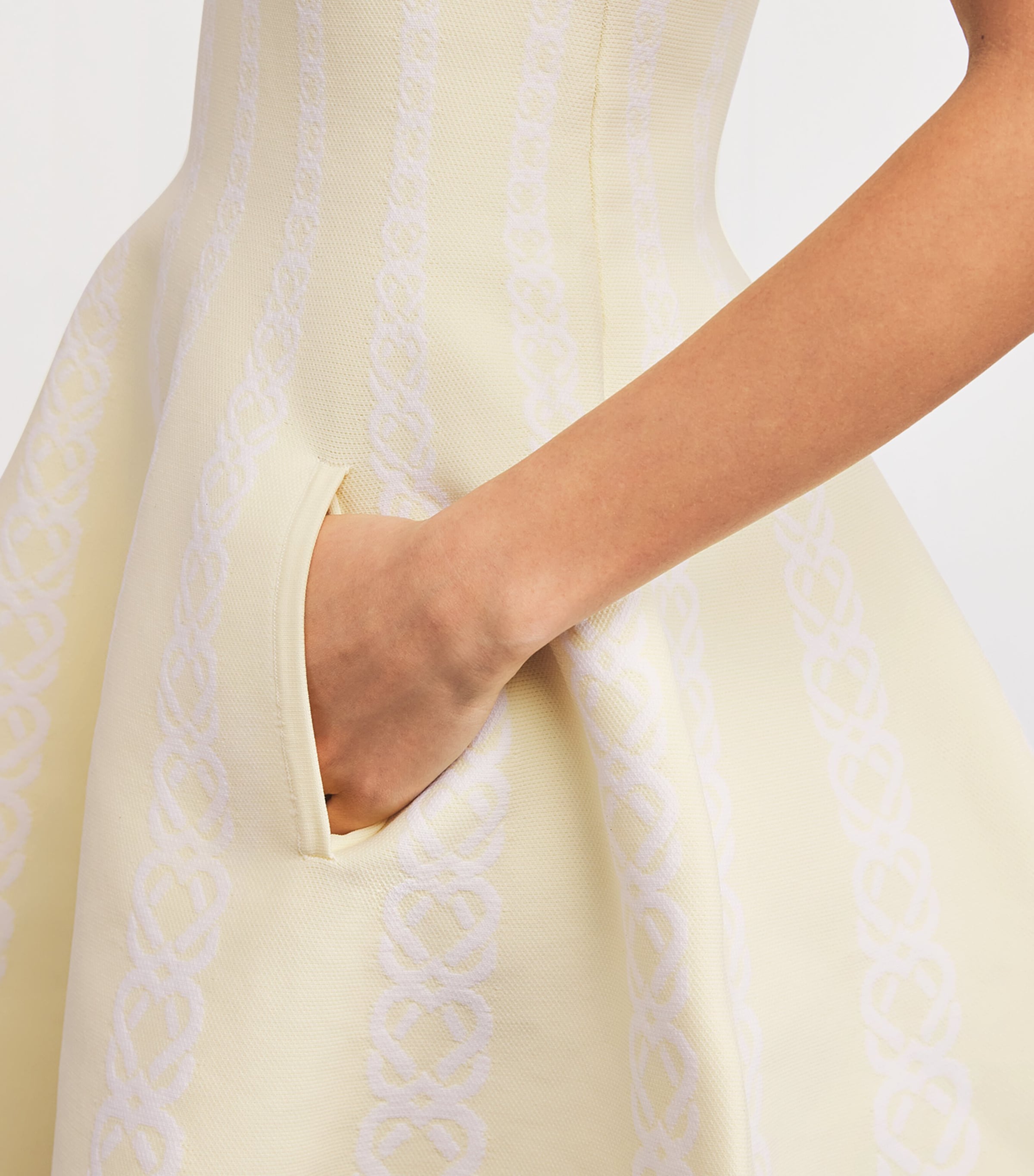 Jacquard Skater Mini Dress PALE YELLOW Image 4