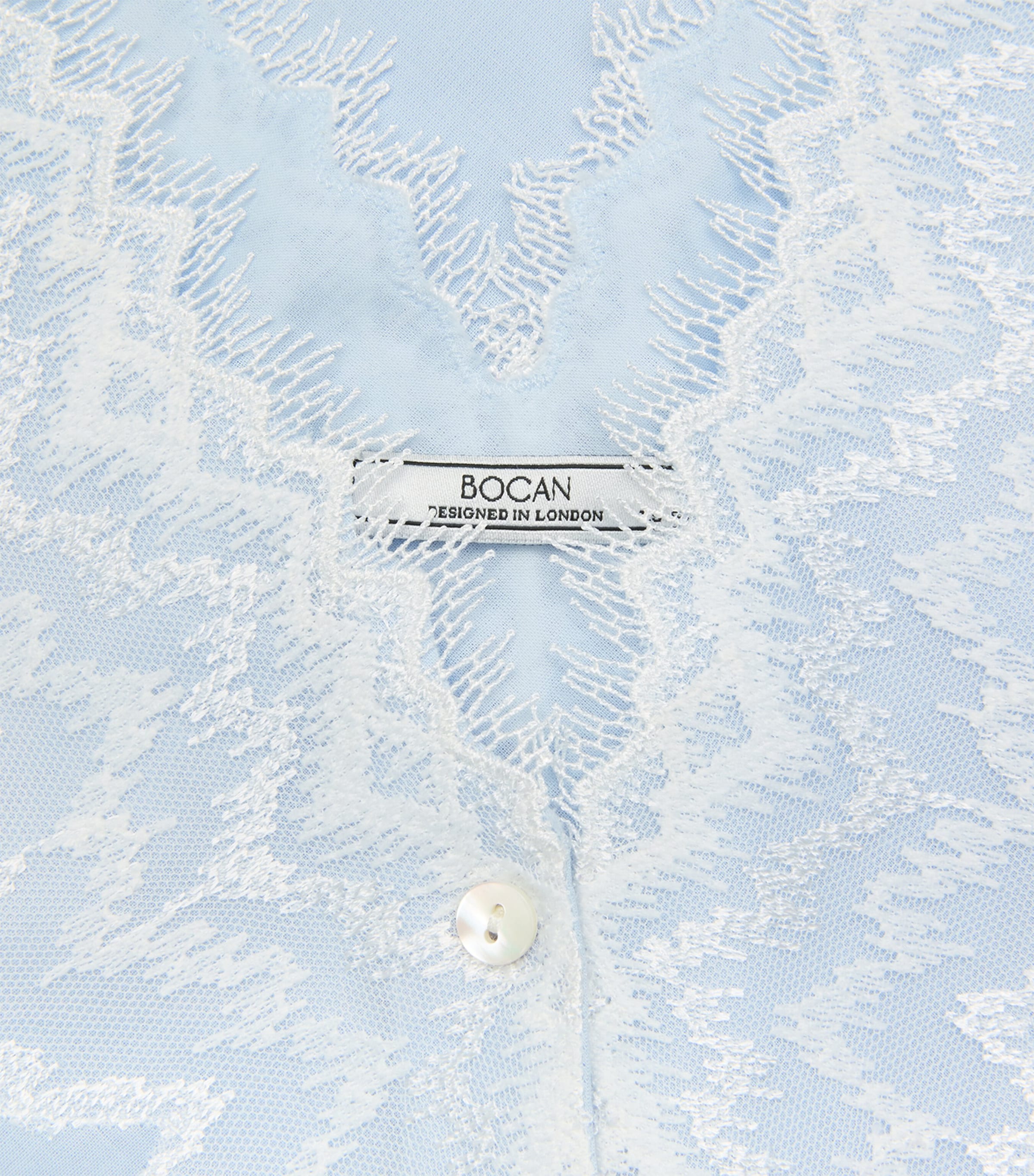Bocan Womens Cotton Lace-Trim Yasmine Nightdress Baby Blue Image 5