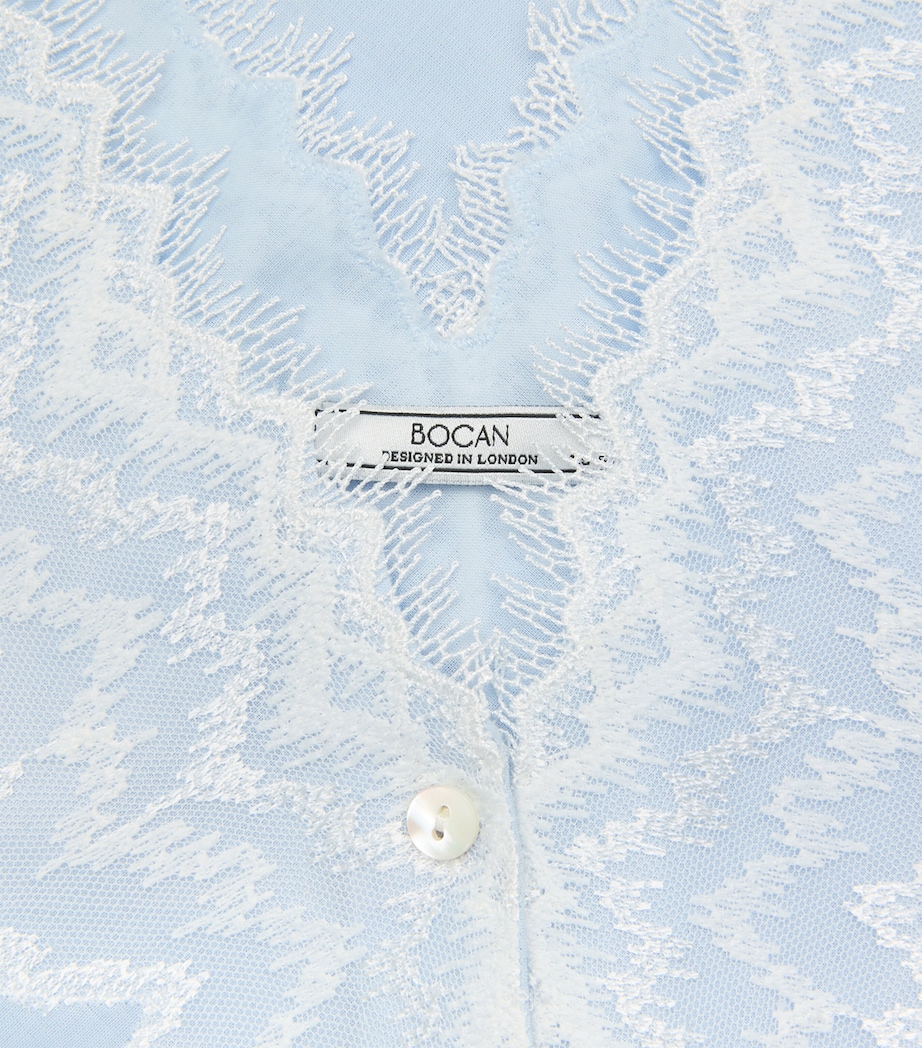 Bocan Womens Cotton Lace-Trim Yasmine Nightdress Baby Blue Image 5