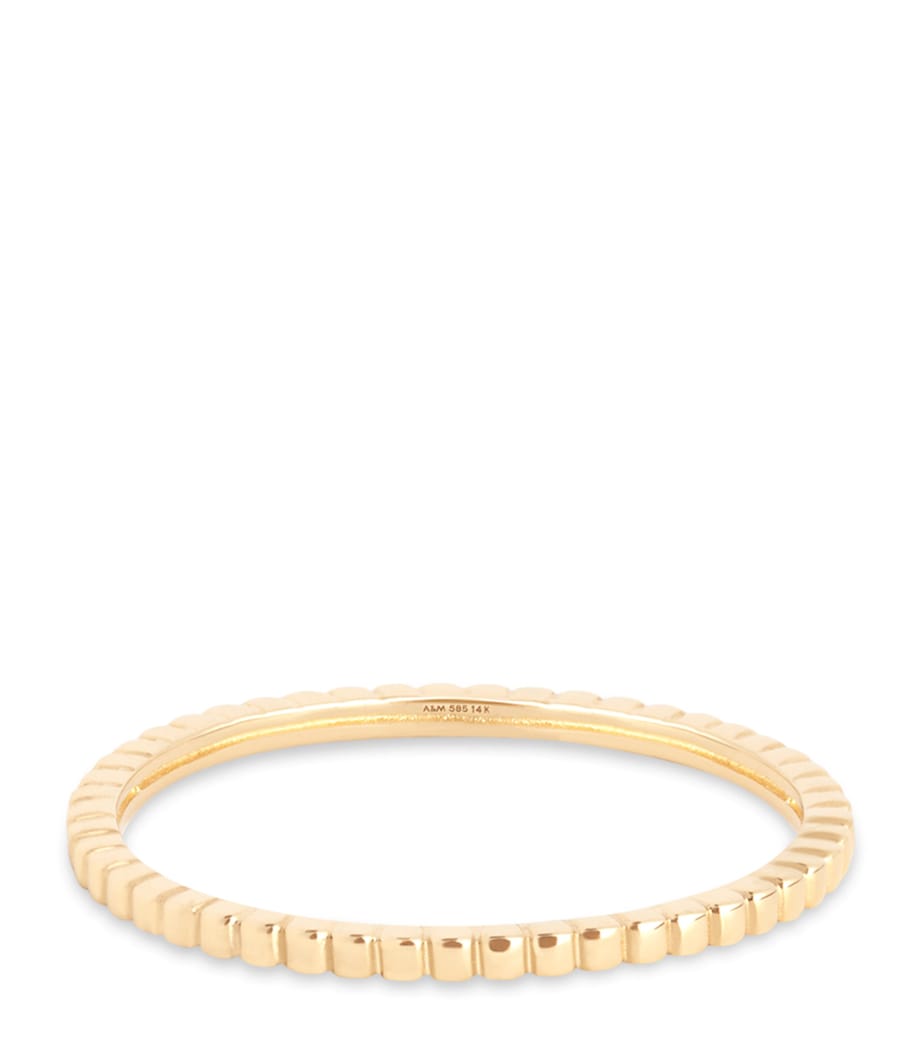 Astrid & Miyu Yellow Gold Ridged Band Ring Gold Image 1