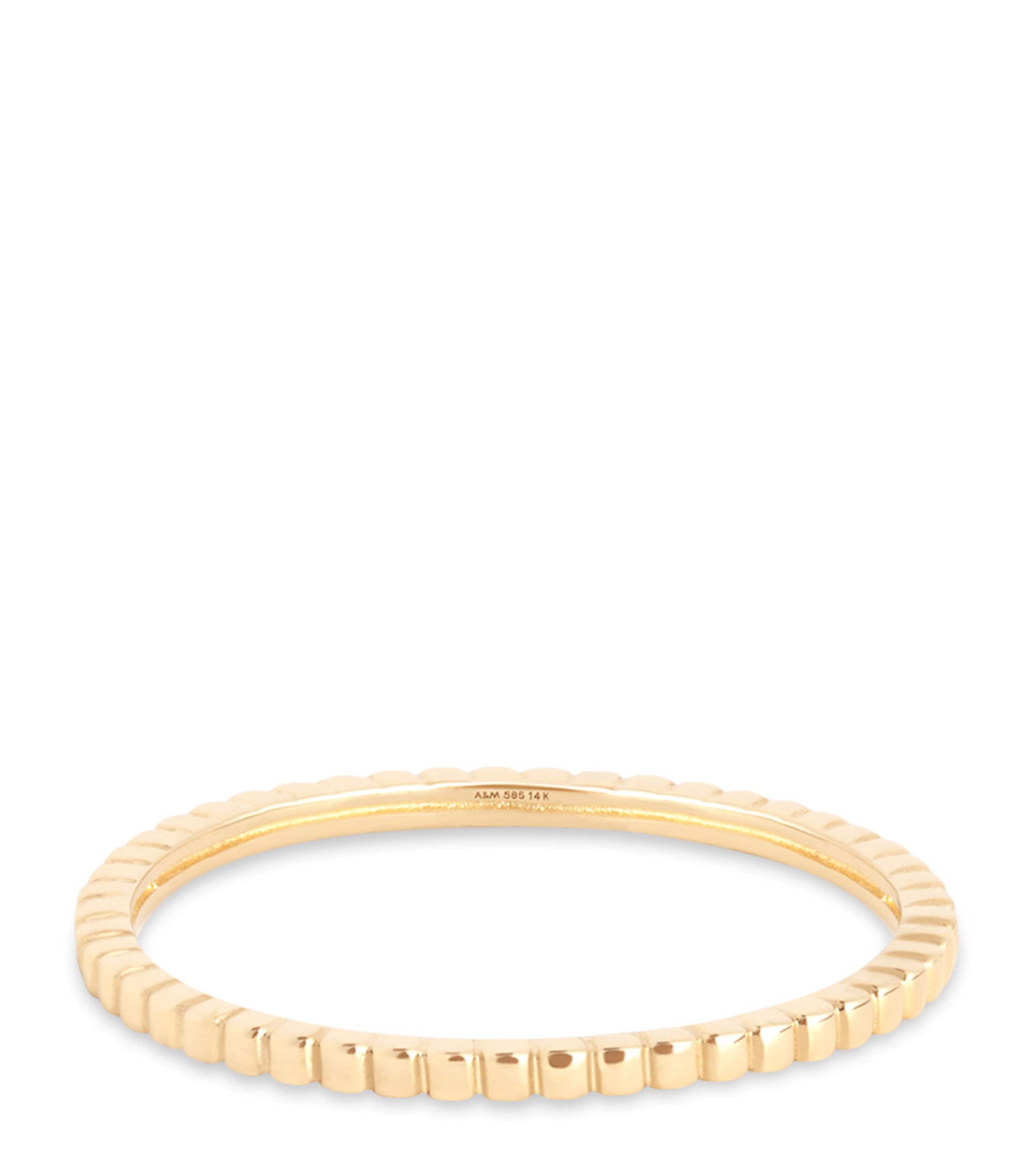 Astrid & Miyu Yellow Gold Ridged Band Ring | Fashion Jewellery | Rings