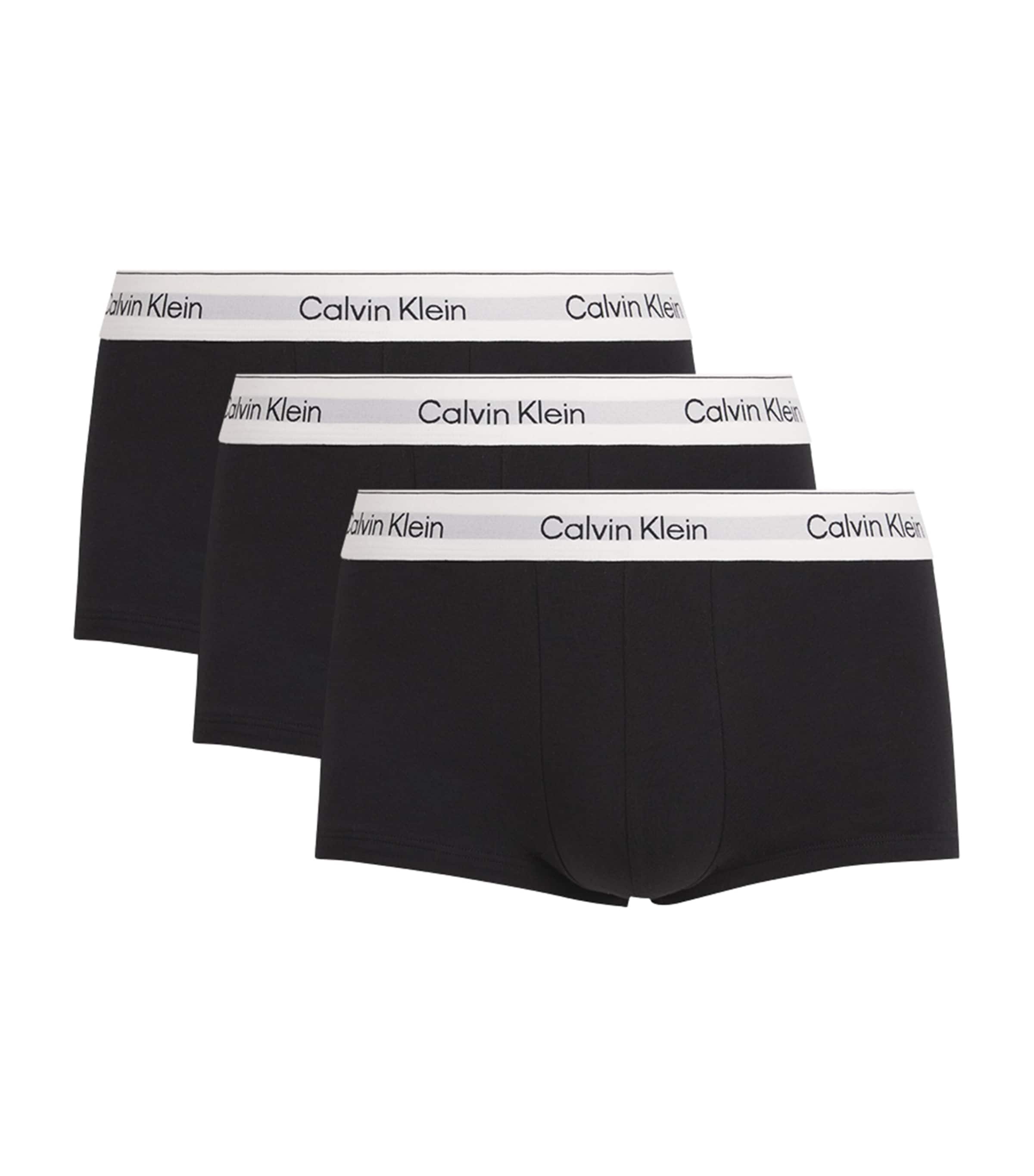 Calvin Klein Mens Stretch-Cotton Low Rise Icon Boxer Briefs (Pack of 3) Black Image 1