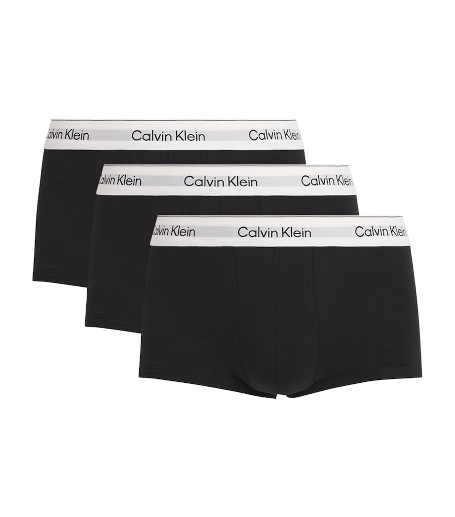 Calvin Klein Mens Stretch-Cotton Low Rise Icon Boxer Briefs (Pack of 3) Black Image 1