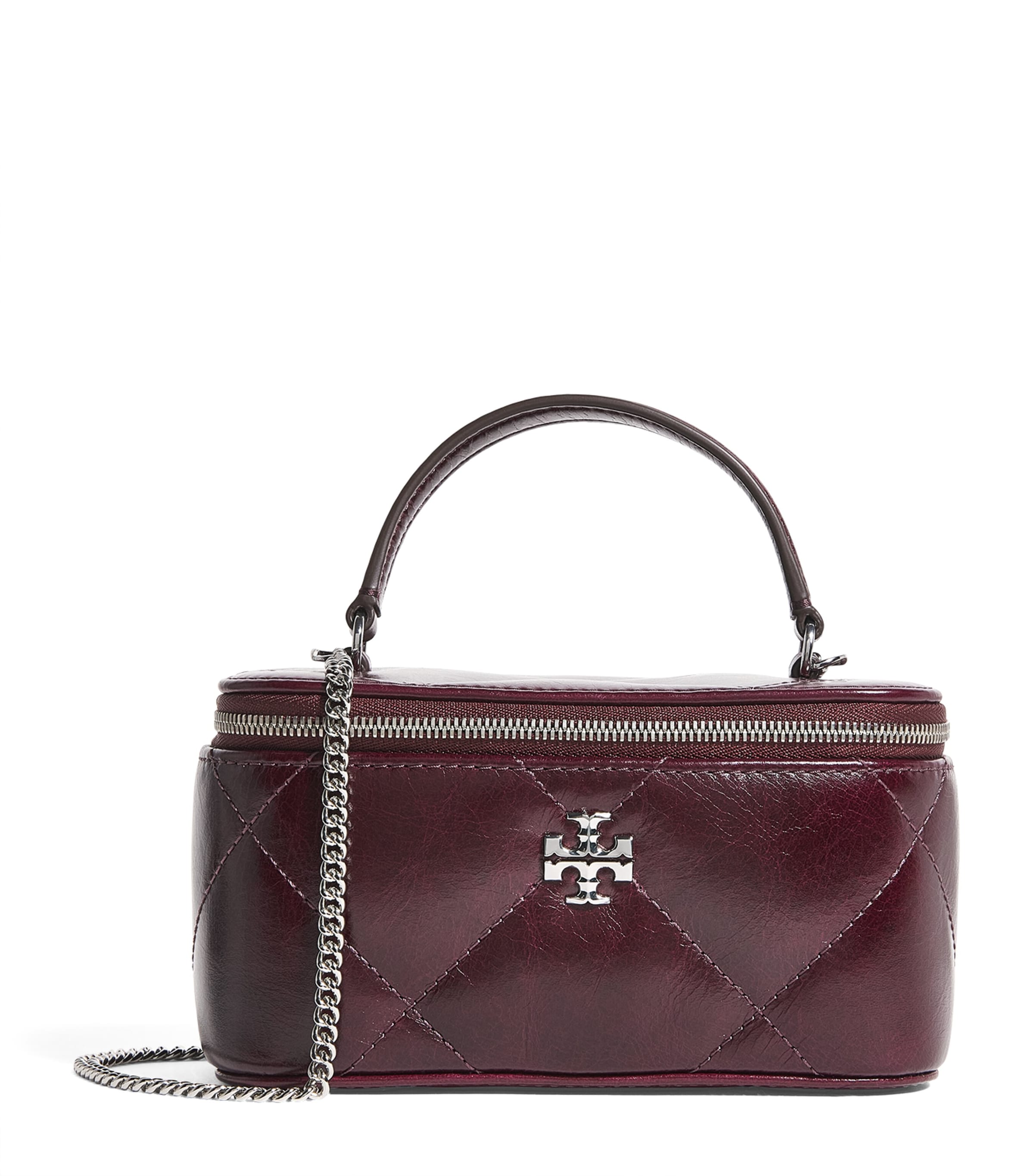 Tory Burch Kira Diamond Quilt Distressed Vanity Case Handbags Bordeaux In Red