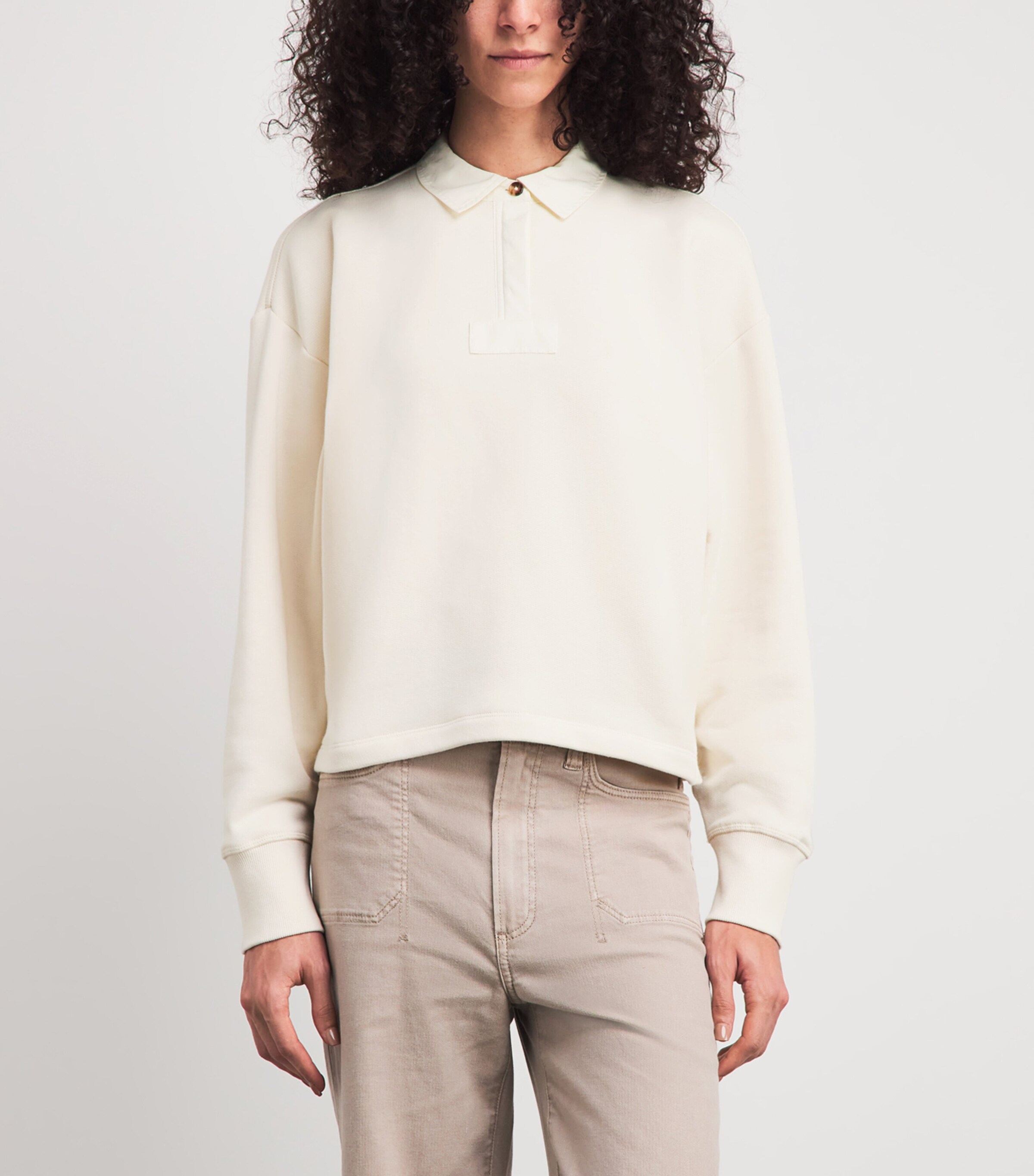 Rag & Bone Womens Cotton Terry Vintage Polo Sweatshirt Sand Image 4
