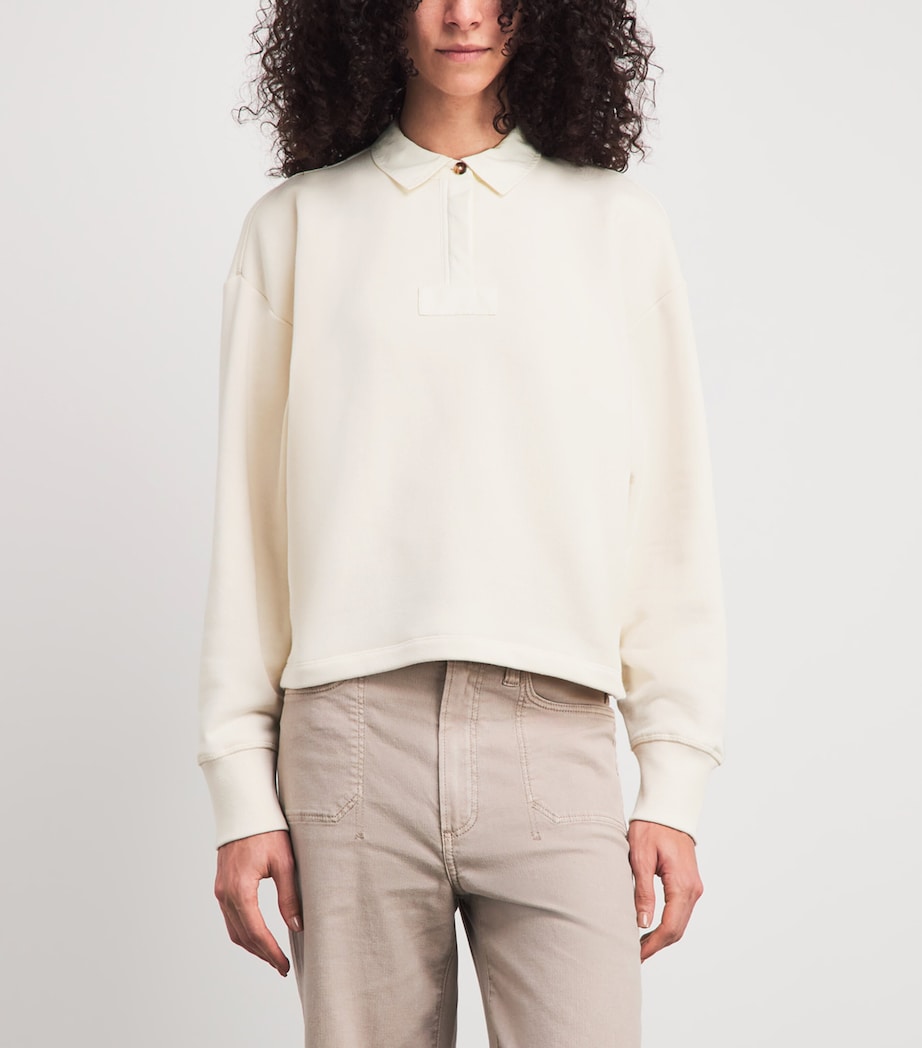 Rag & Bone Womens Cotton Terry Vintage Polo Sweatshirt Sand Image 4