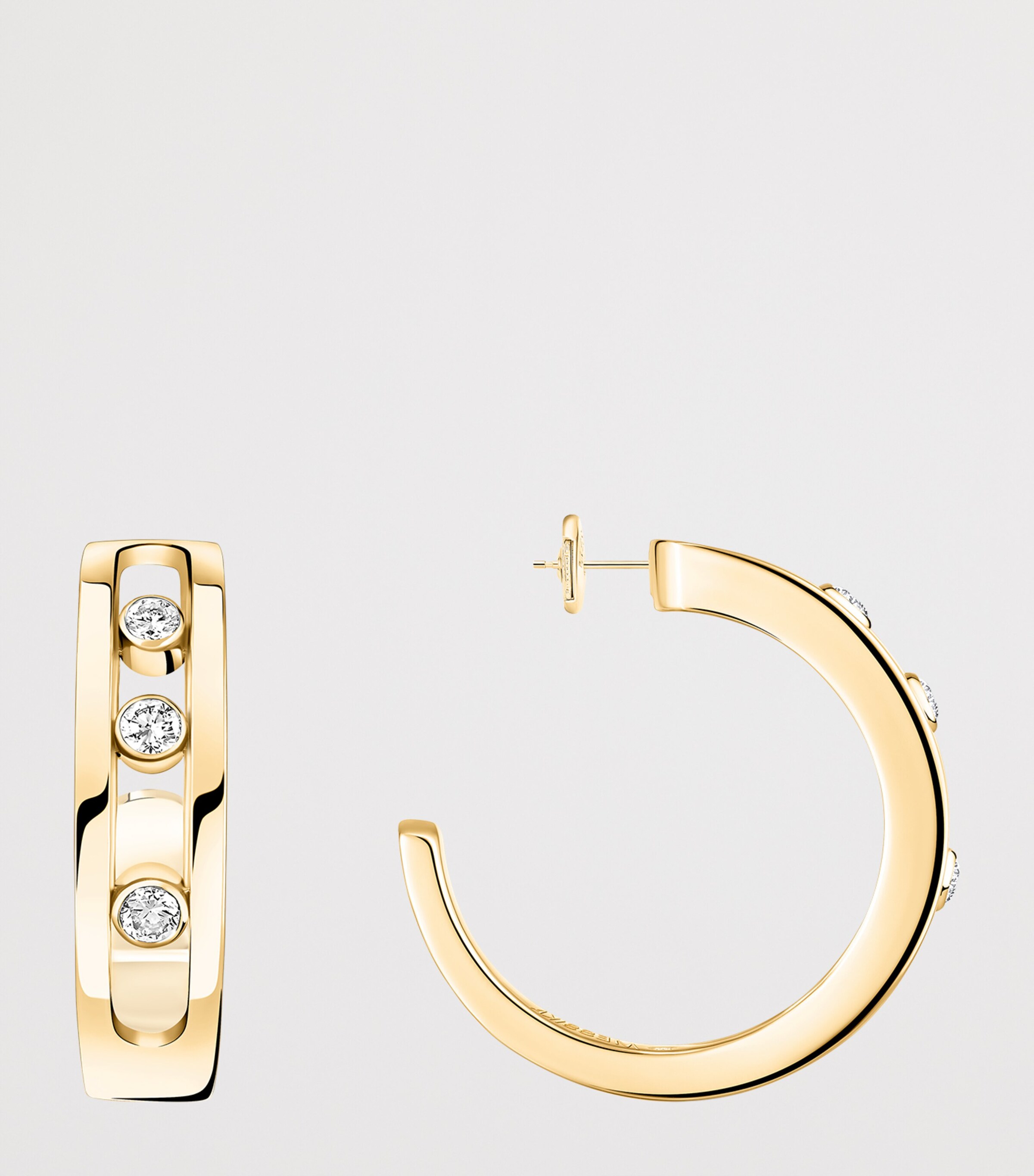 Messika Move Classique Yellow Gold and Diamond Hoop Earrings Yellow Gold Image 3