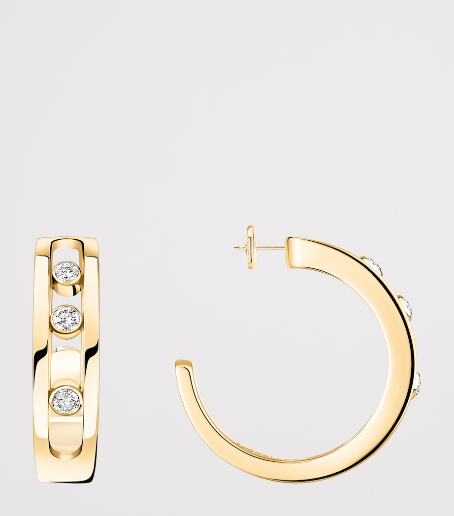 Messika Move Classique Yellow Gold and Diamond Hoop Earrings Yellow Gold Image 3