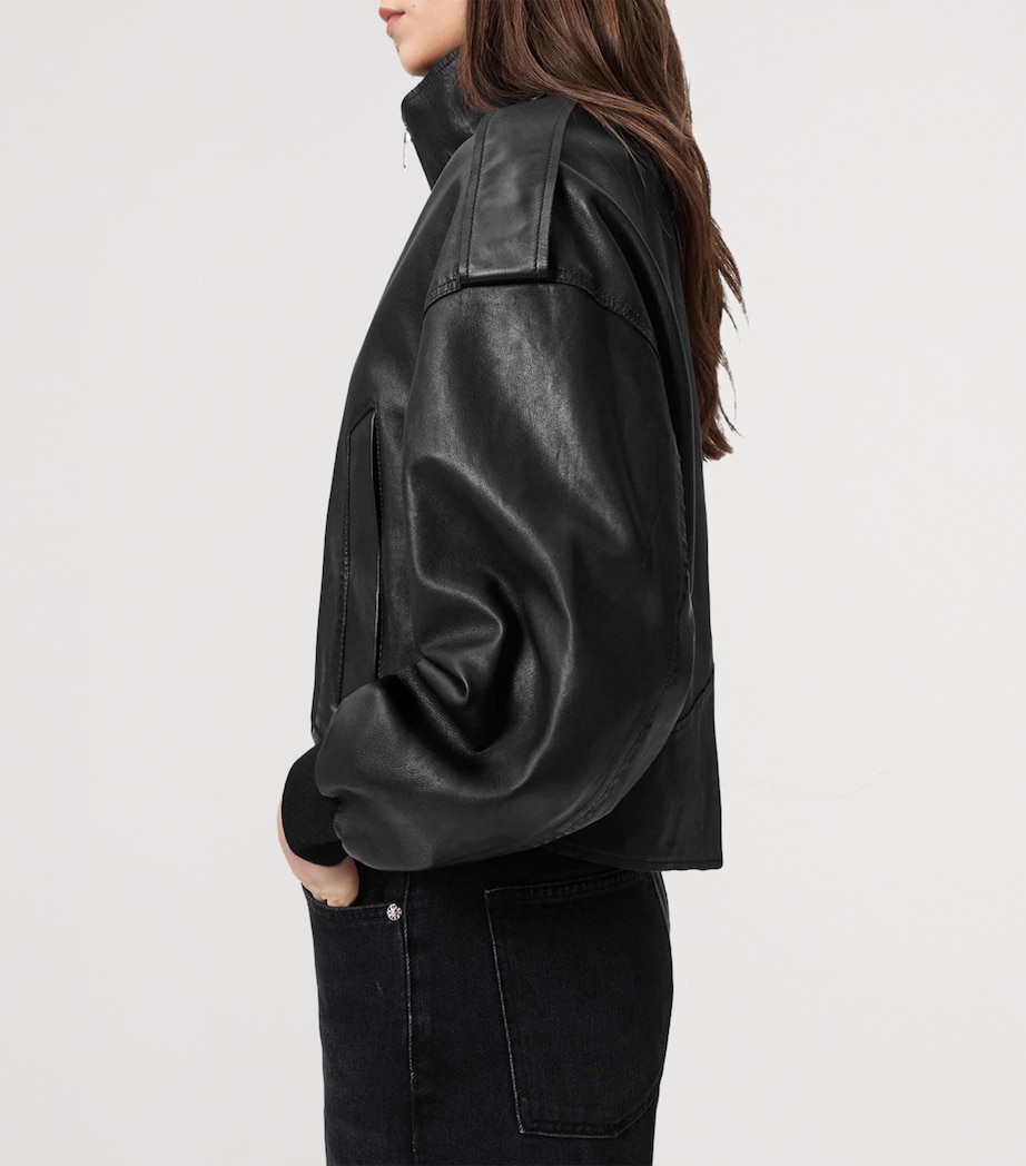 AllSaints Womens Lowden Leather Jacket Black Image 8
