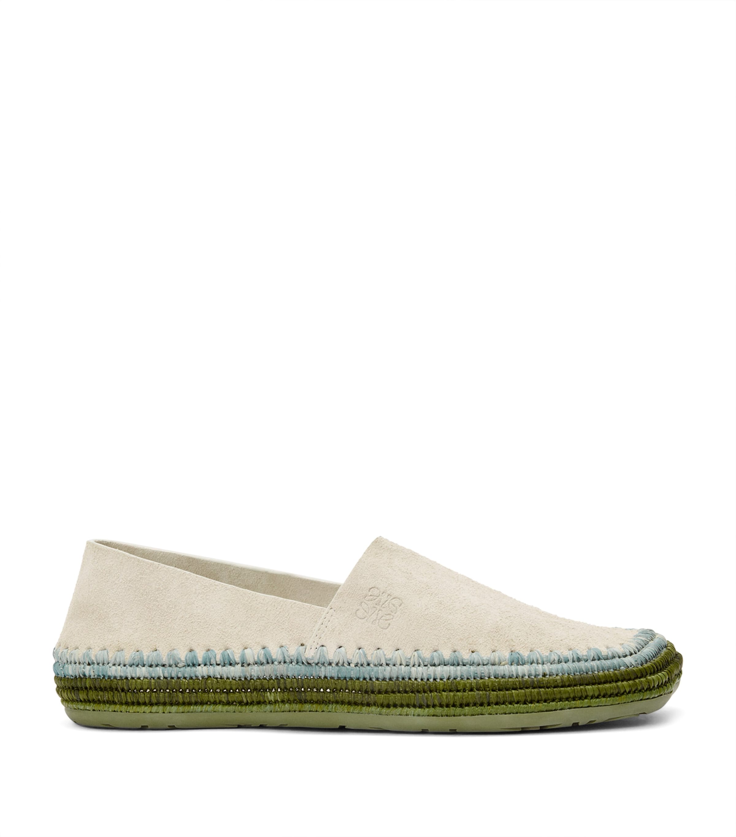 LOEWE x Paula's Ibiza Suede Raffia-Trim Rio Slippers