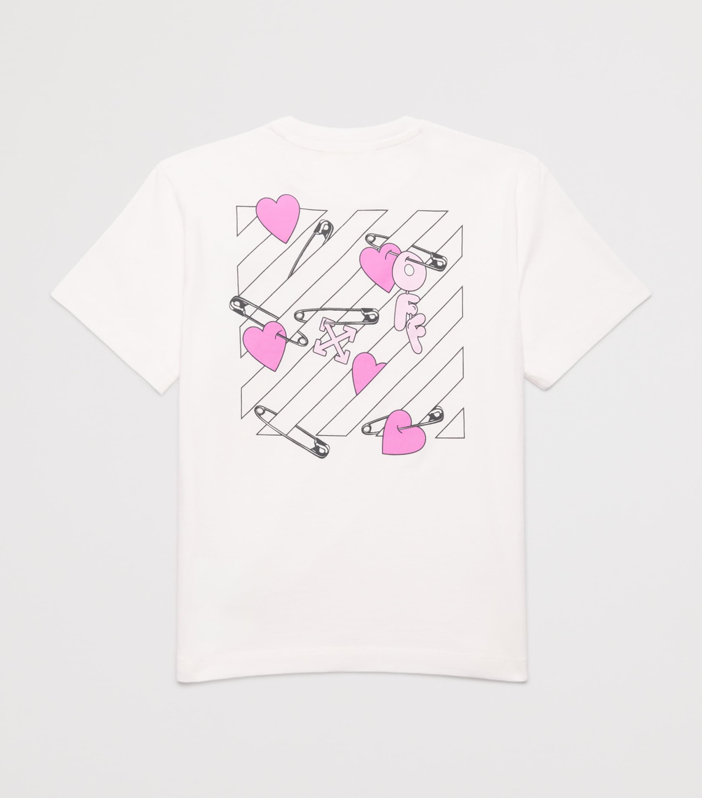 Off-White Kids Cotton Diagonal Arrow and Heart T-Shirt (4-12+ Years) Fuchsia Image 2