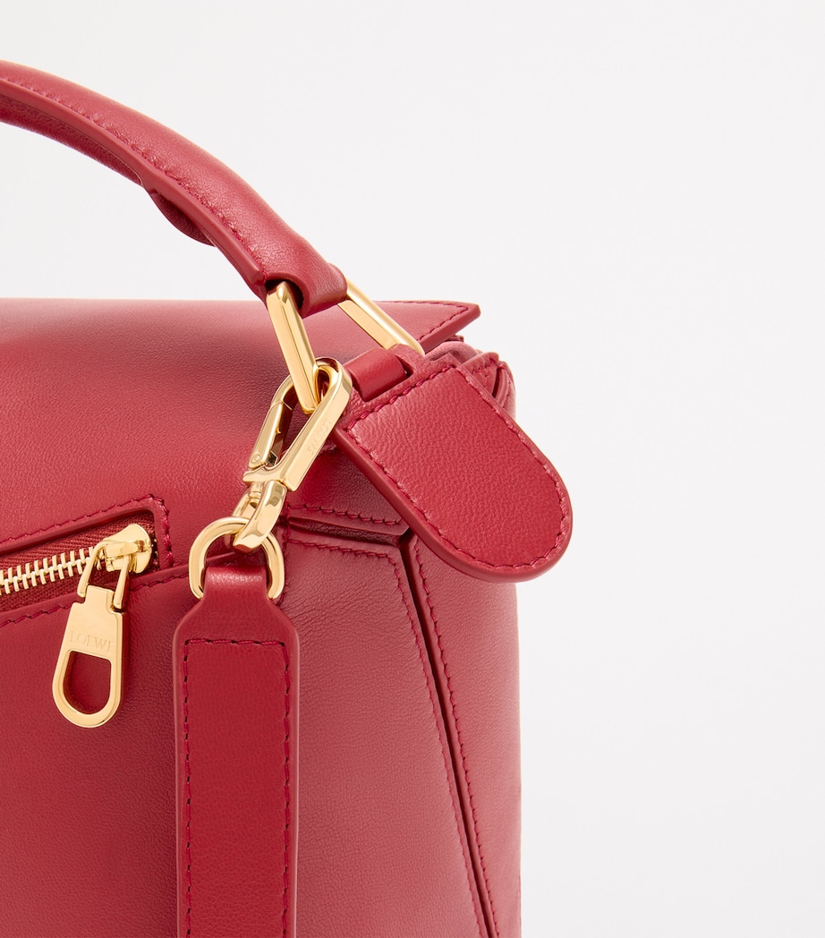 Small Leather Featherlight Puzzle Top-Handle Bag RED Image 11