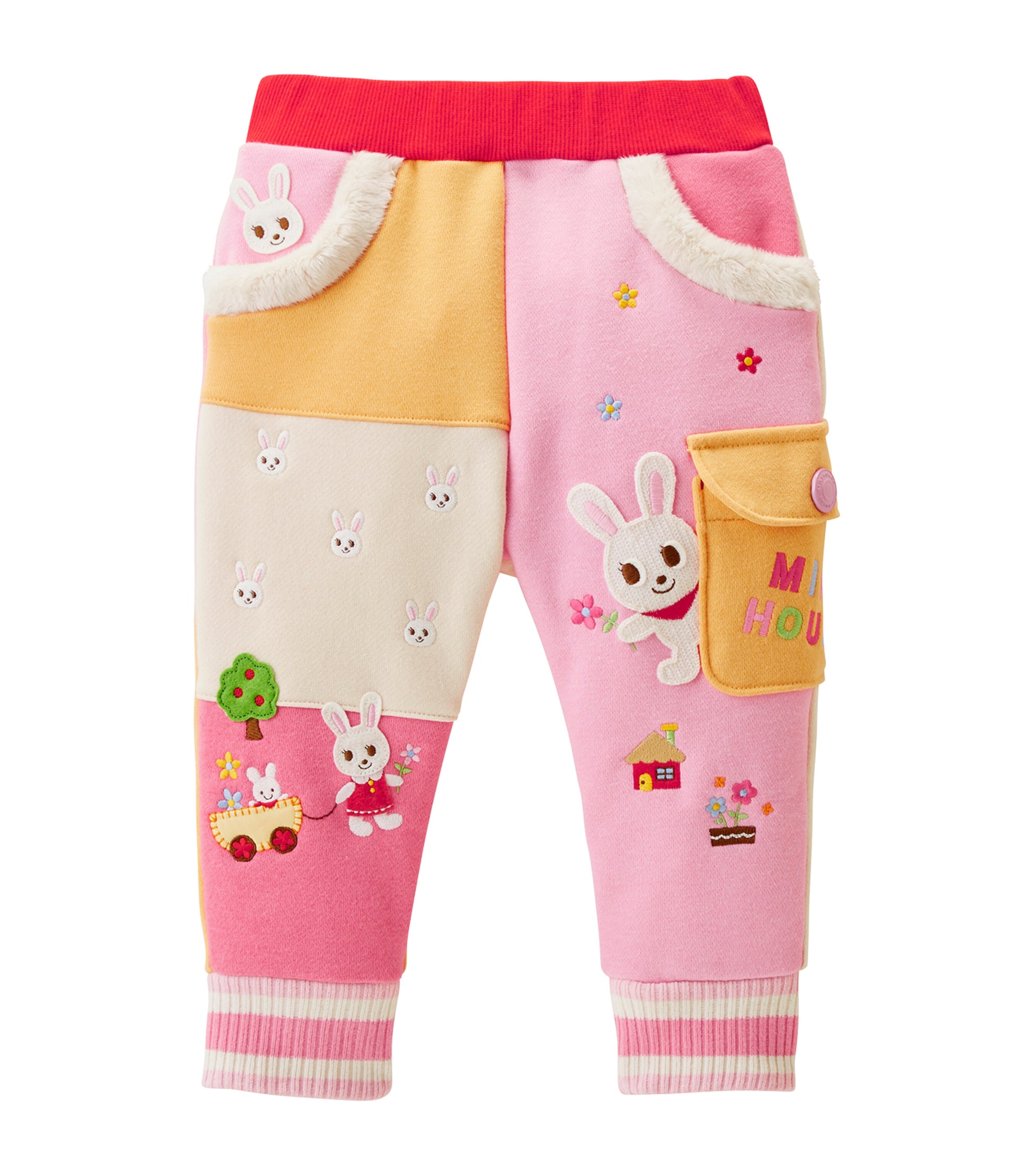 Miki House Kids' Embroidered Padded Leggings In Pink