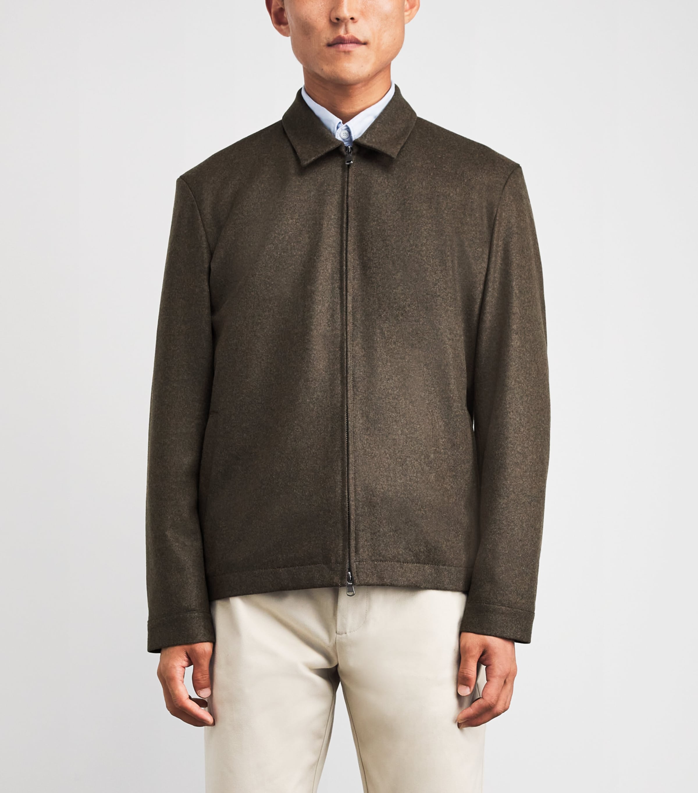 Sunspel Mens Boiled Wool Jacket Loden Green Image 4
