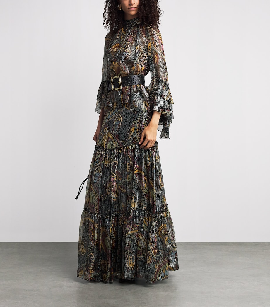 Etro Womens Silk-Blend Paisley Maxi Skirt Print/black Bs Image 2