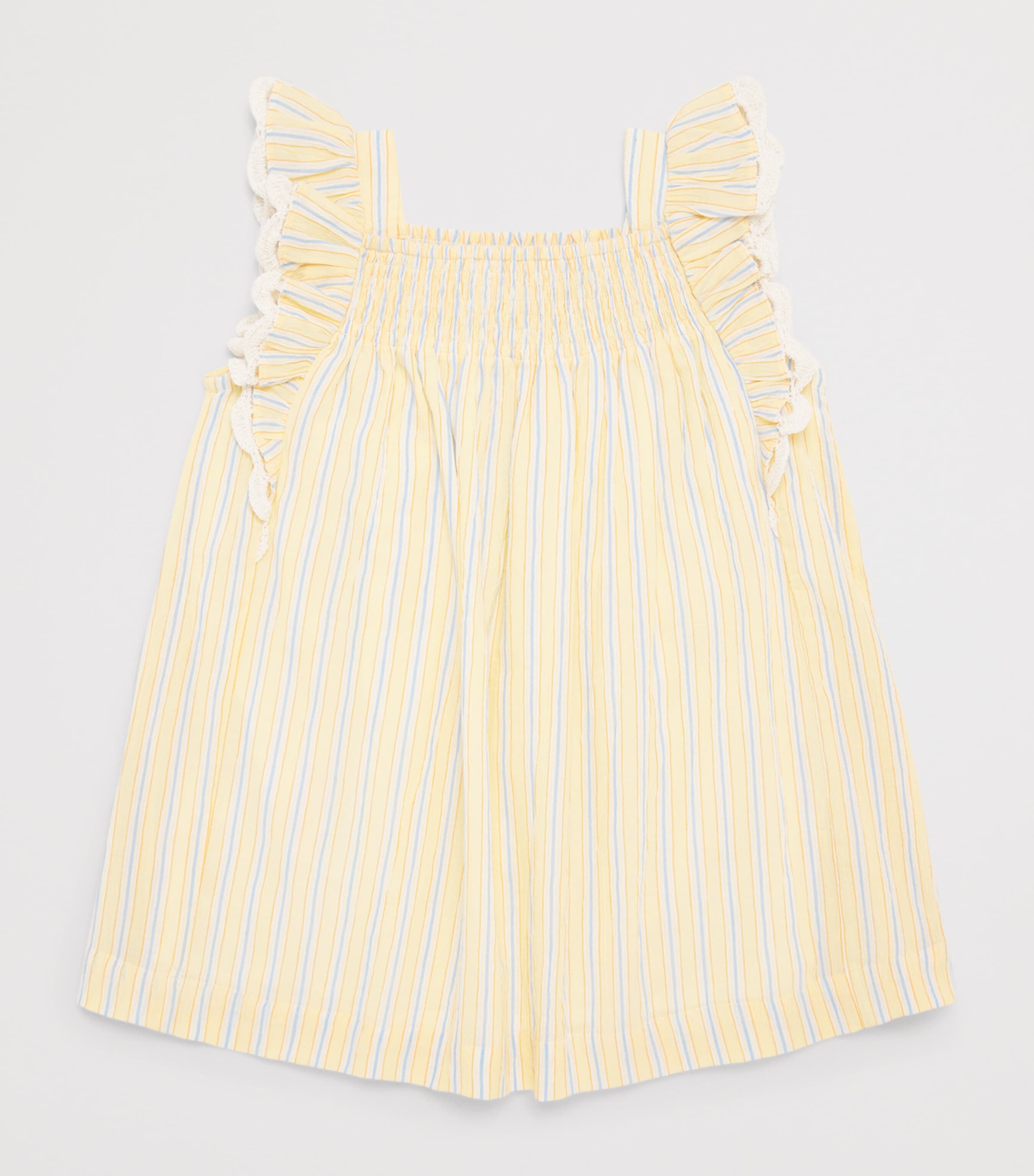 Louise Misha Cotton Martine Dress (3-10 Years) Yellow Sunny Stripes Image 2