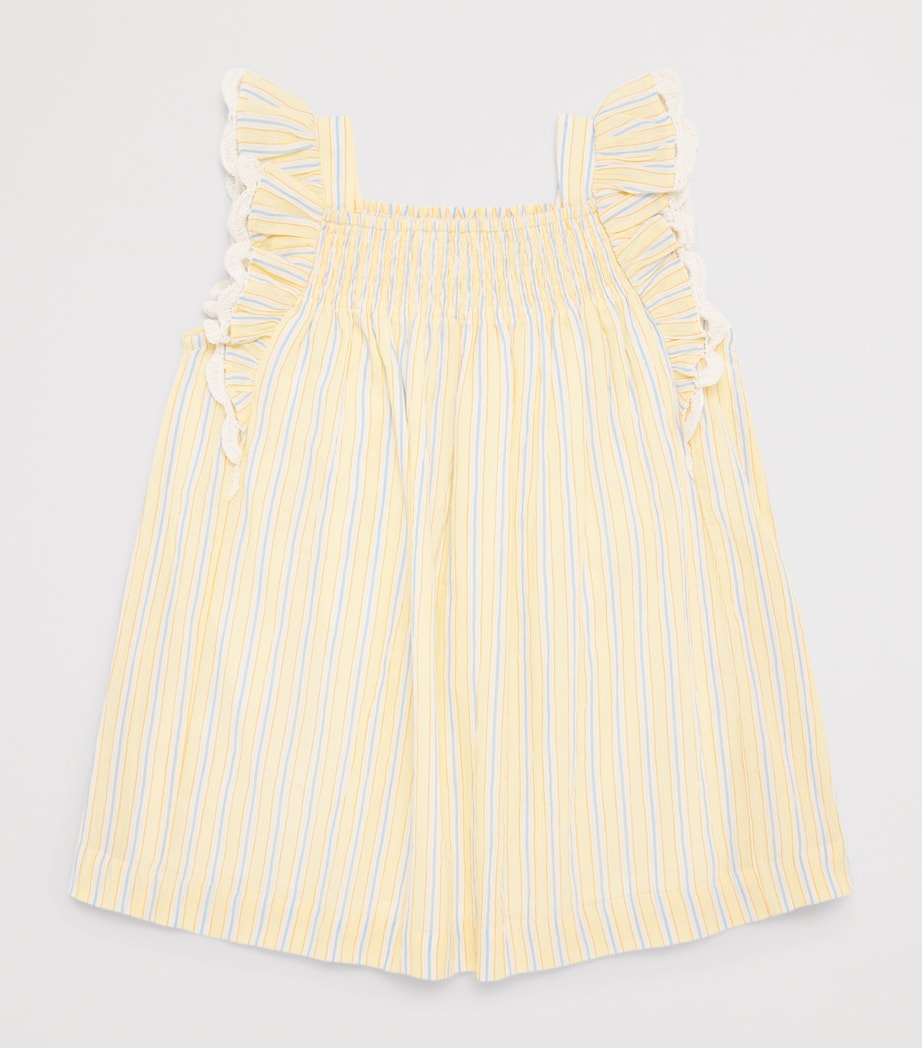 Louise Misha Cotton Martine Dress (3-10 Years) Yellow Sunny Stripes Image 2
