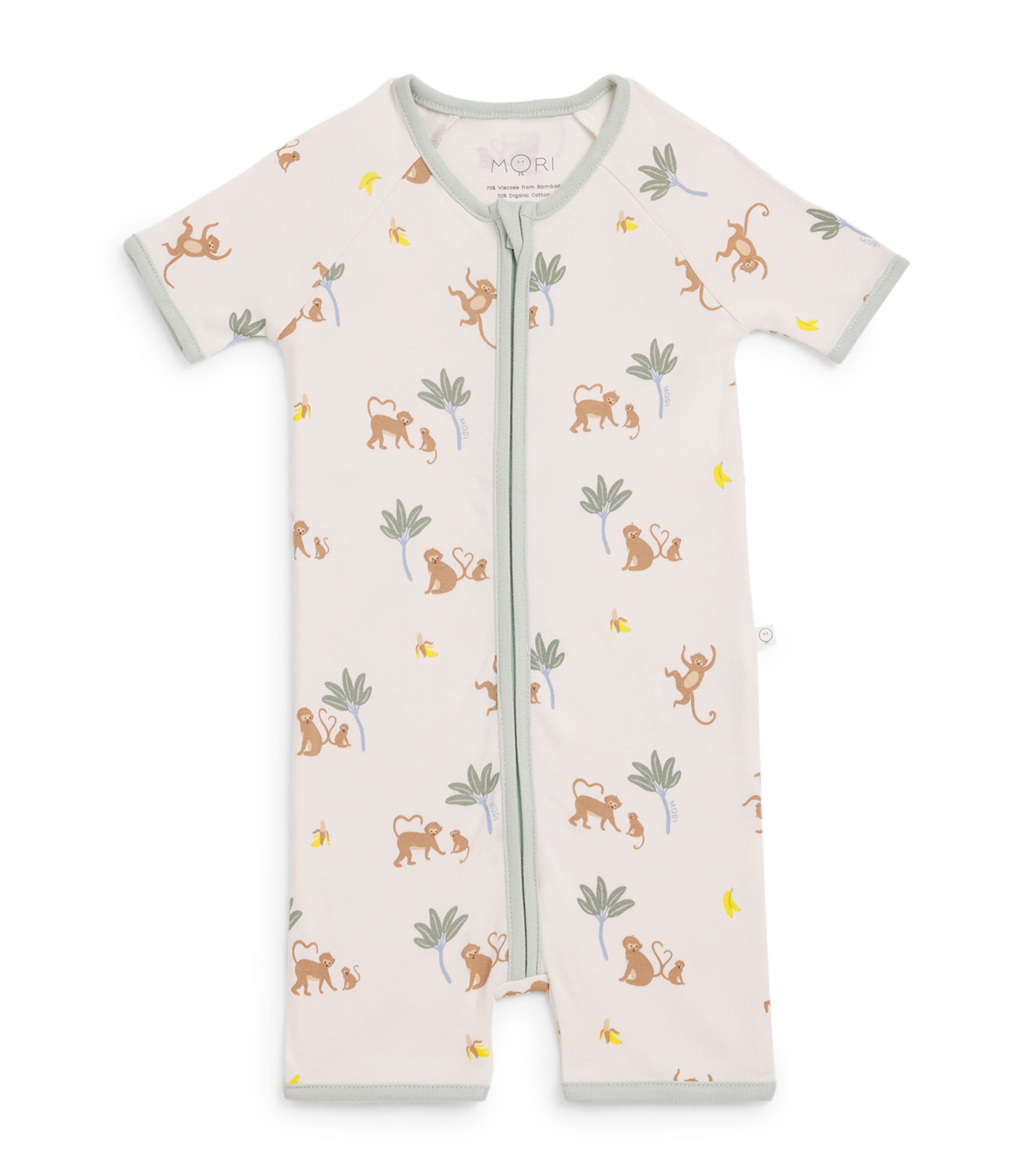 MORI Monkey Print Playsuit (0-24 Months) Monkey Print Image 1
