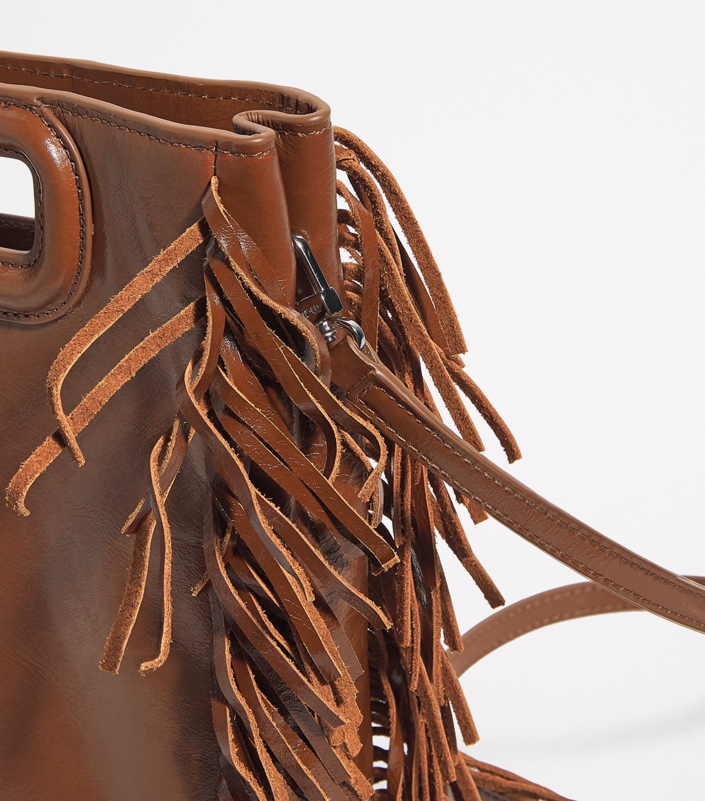 Leather M Top-Handle Bag BROWN Image 6