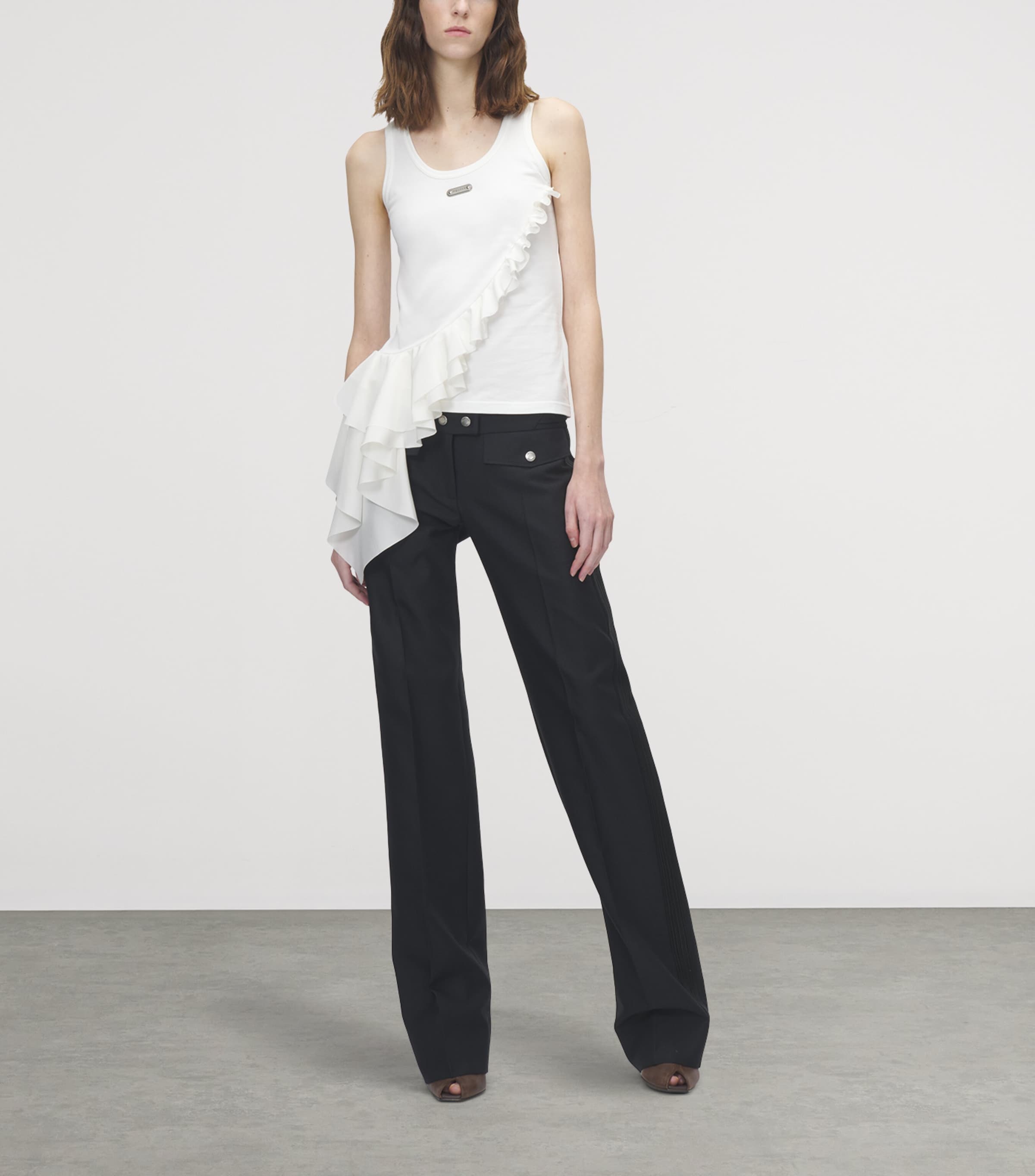 McQueen Womens Cotton Ruffled Tank Top Image 2